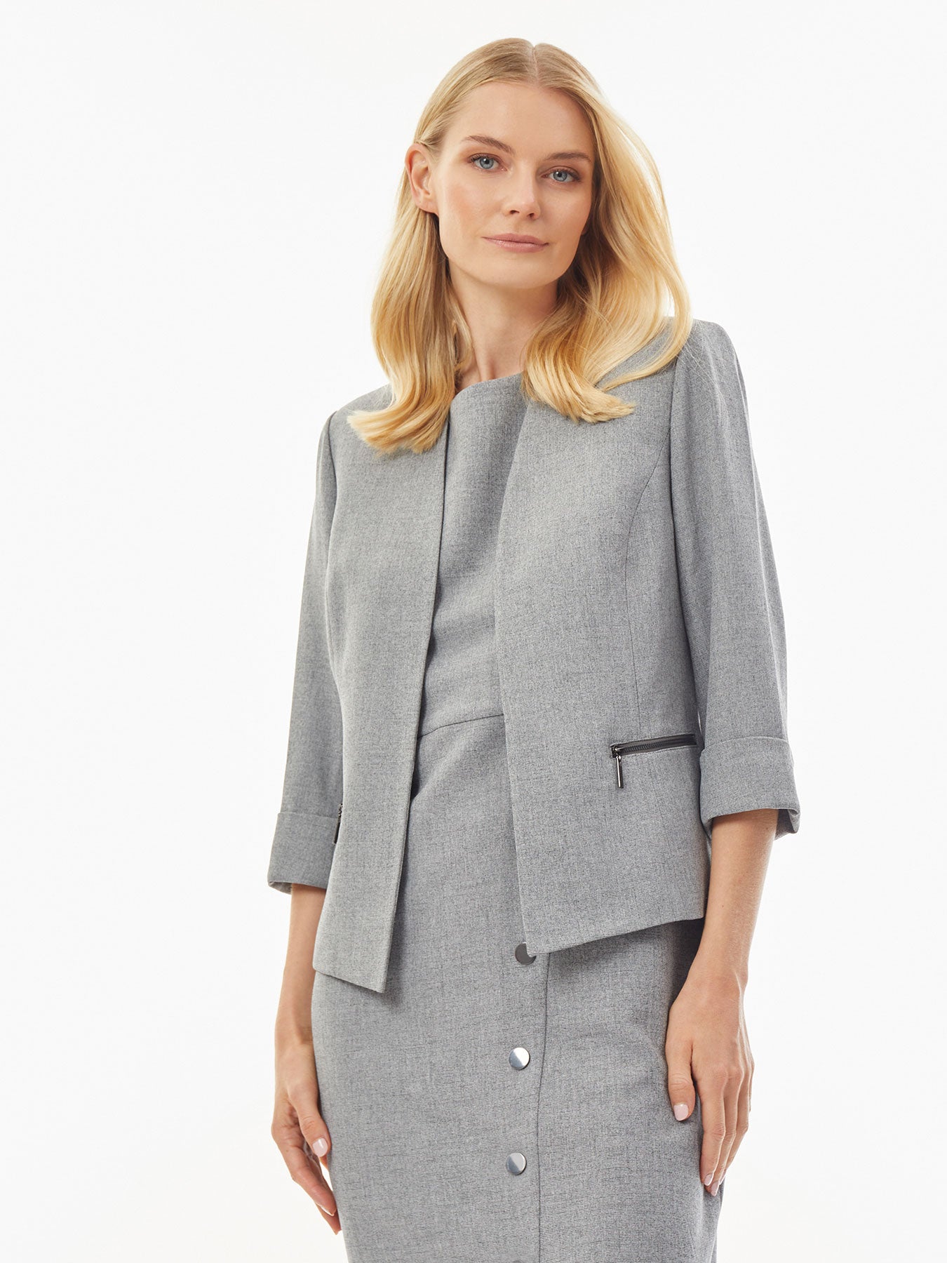 Kasper Women's Zippered Blazer Wear To Work Jacket Charcoal Size 20W