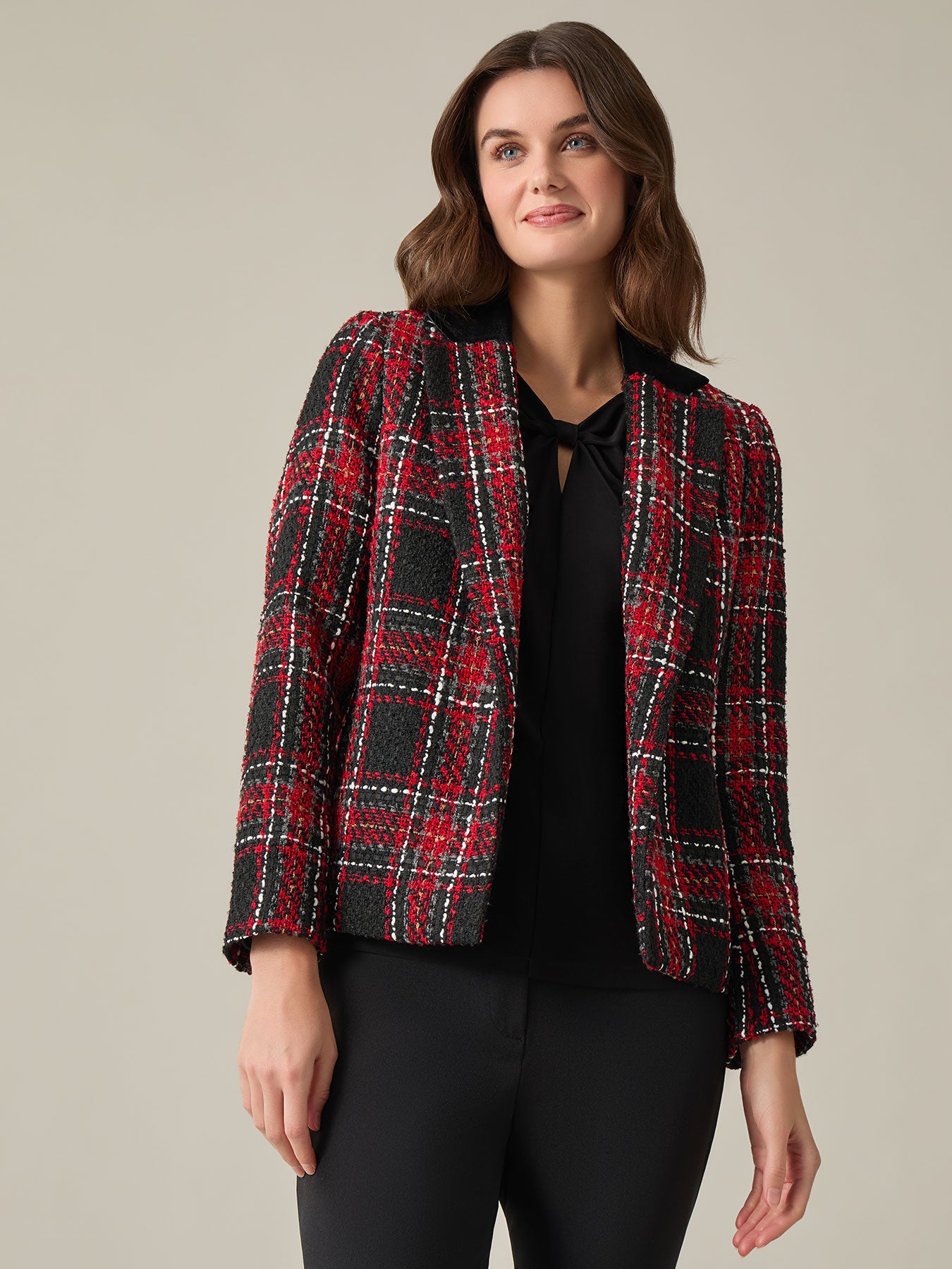 Petite Velvet Notch Collar Jacket - Main Image