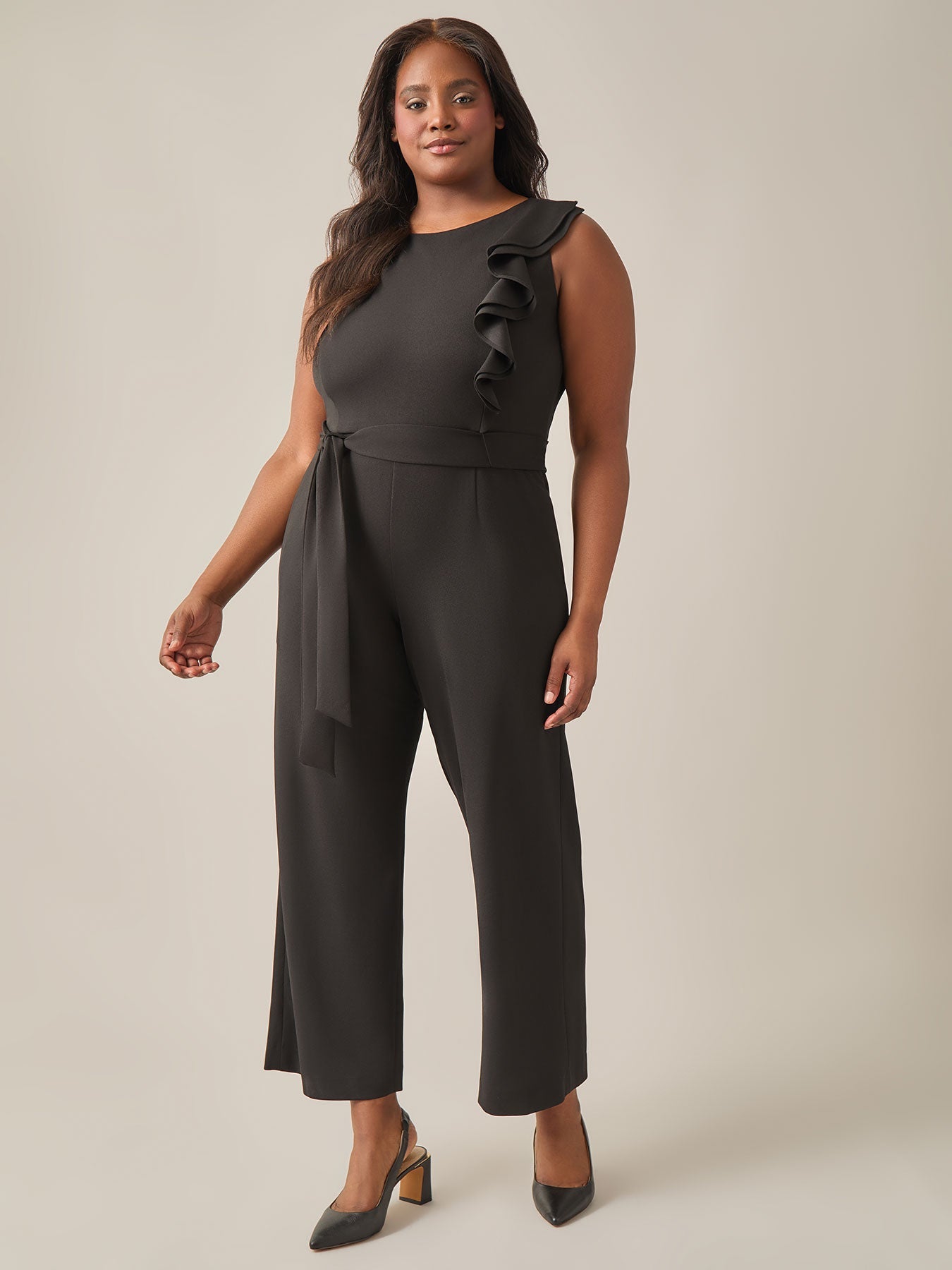 Ruffle Shoulder Jumpsuit