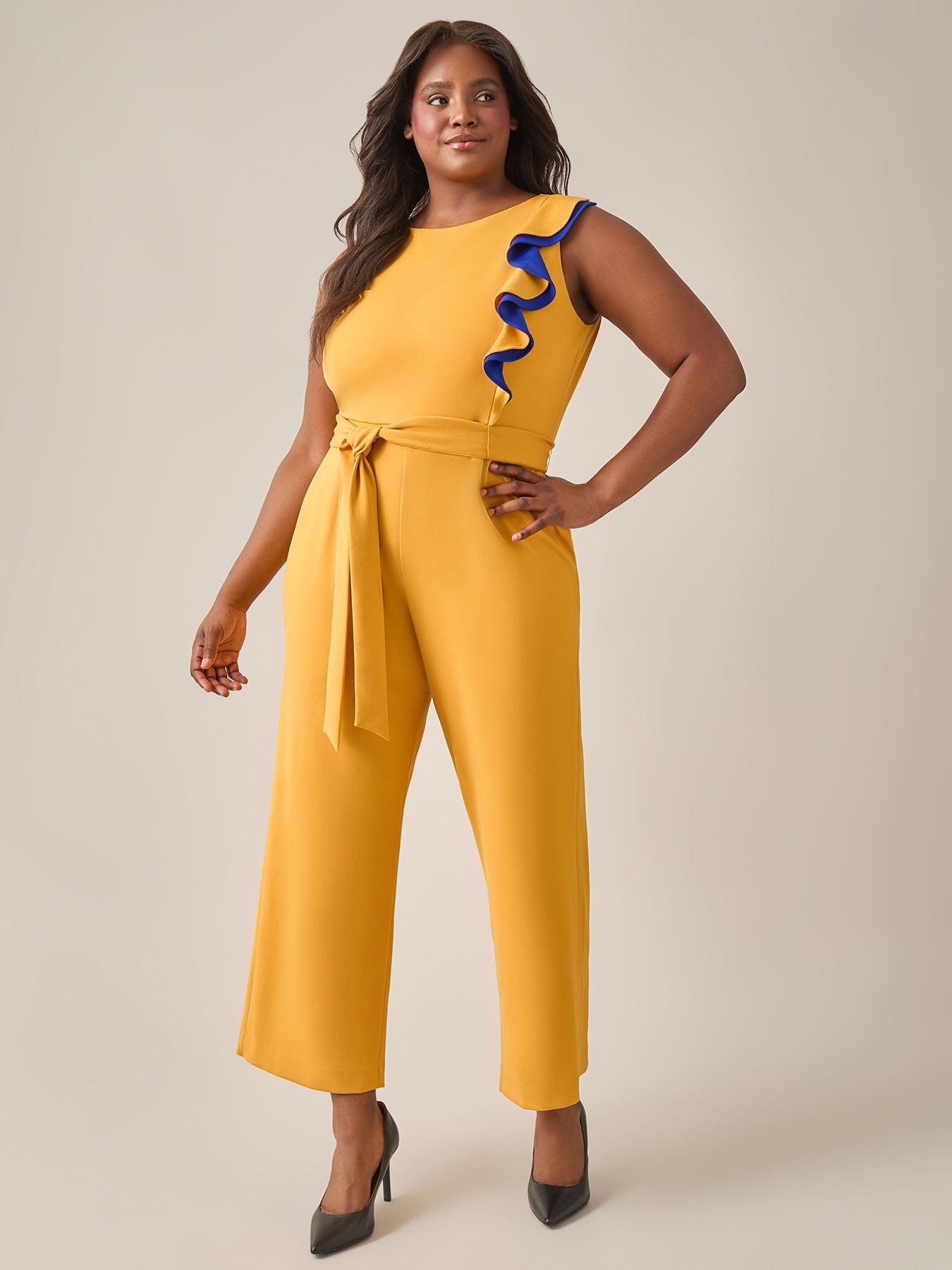 Ruffle Shoulder Jumpsuit