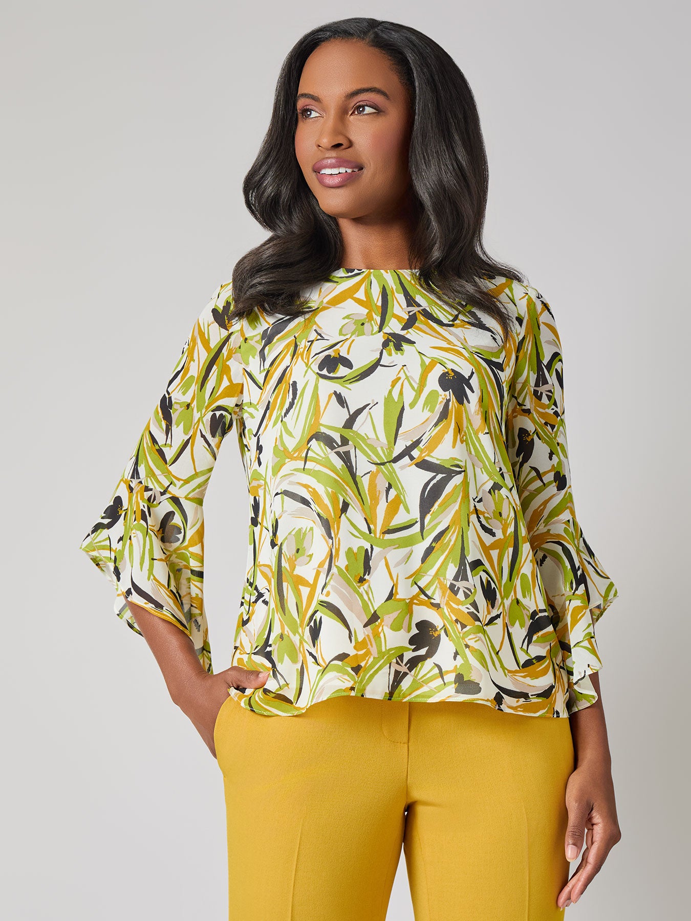 floral ruffle blouse