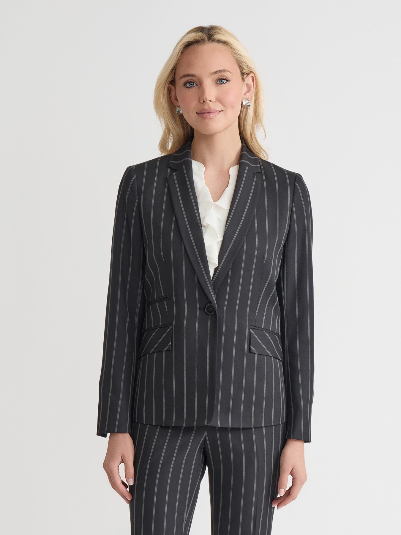 Pinstripe One Button Jacket
