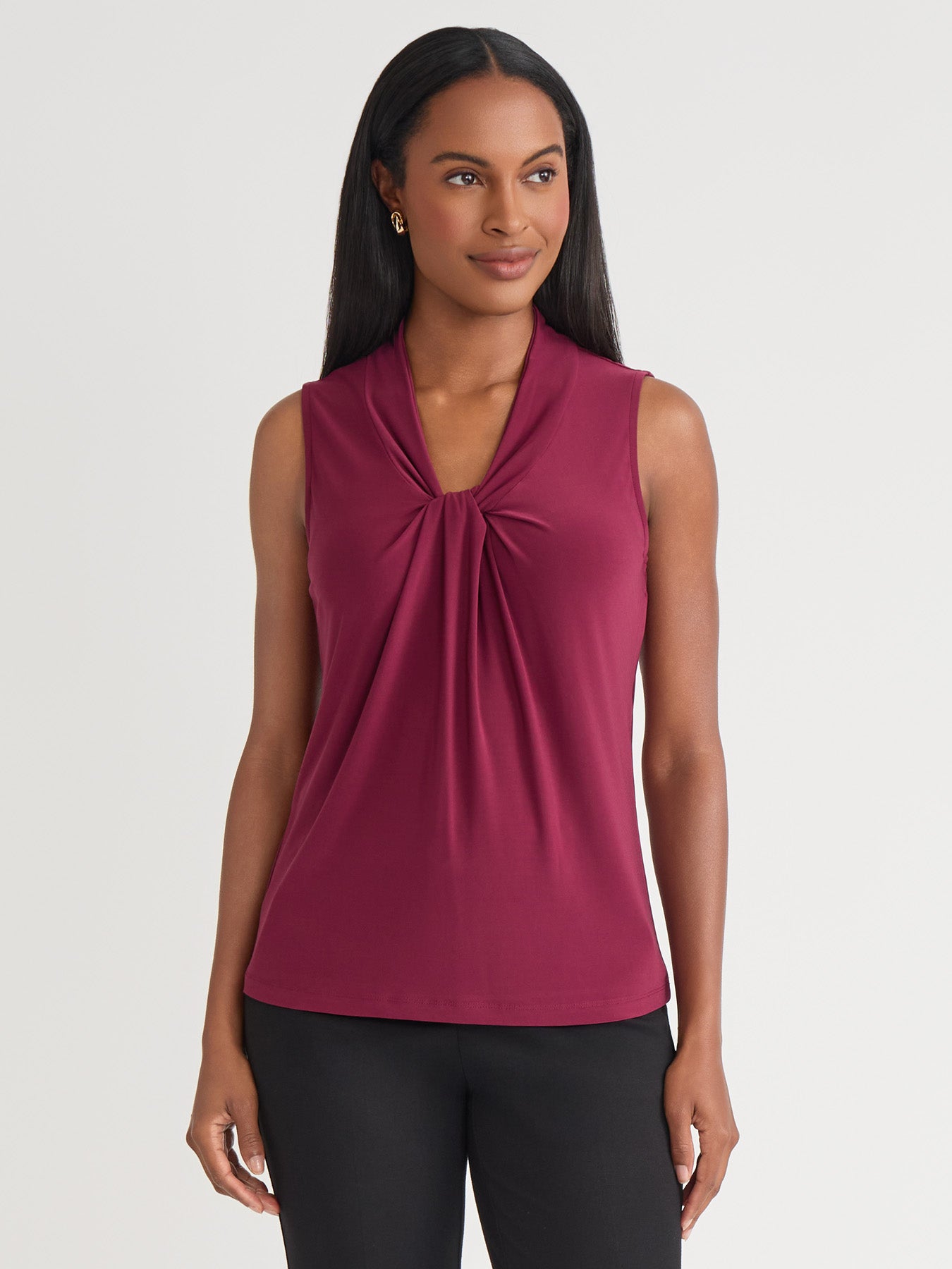Knot Front Sleeveless Top, Everyday Knit in Shiraz | Kasper