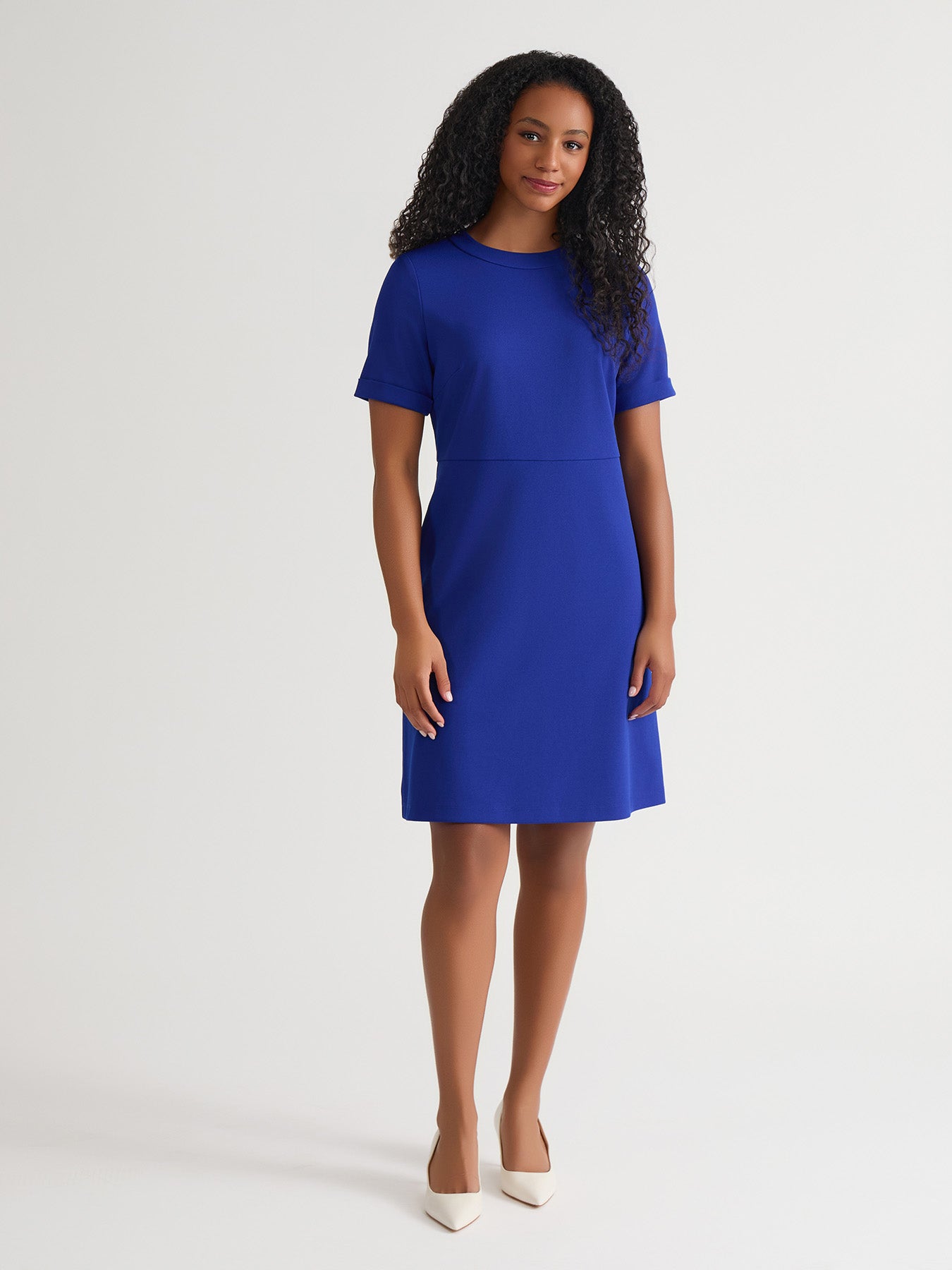 A-Line Short Sleeve Dress, Royal Signature in Royal Signature | Kasper
