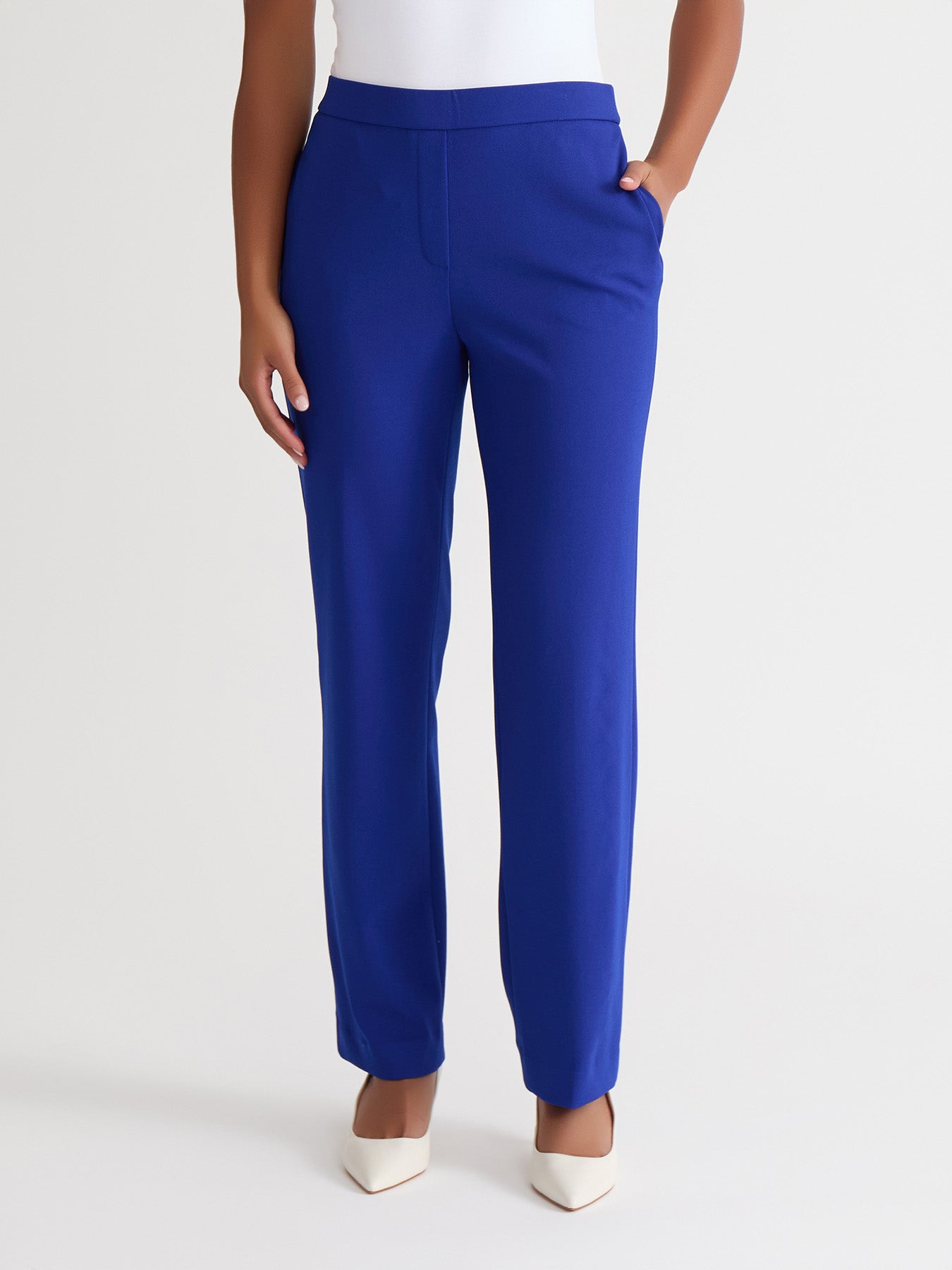 Audrey Pull-On Trouser in Royal Signature | Kasper Audrey Pull-On Trouser in Royal Signature | Kasper
