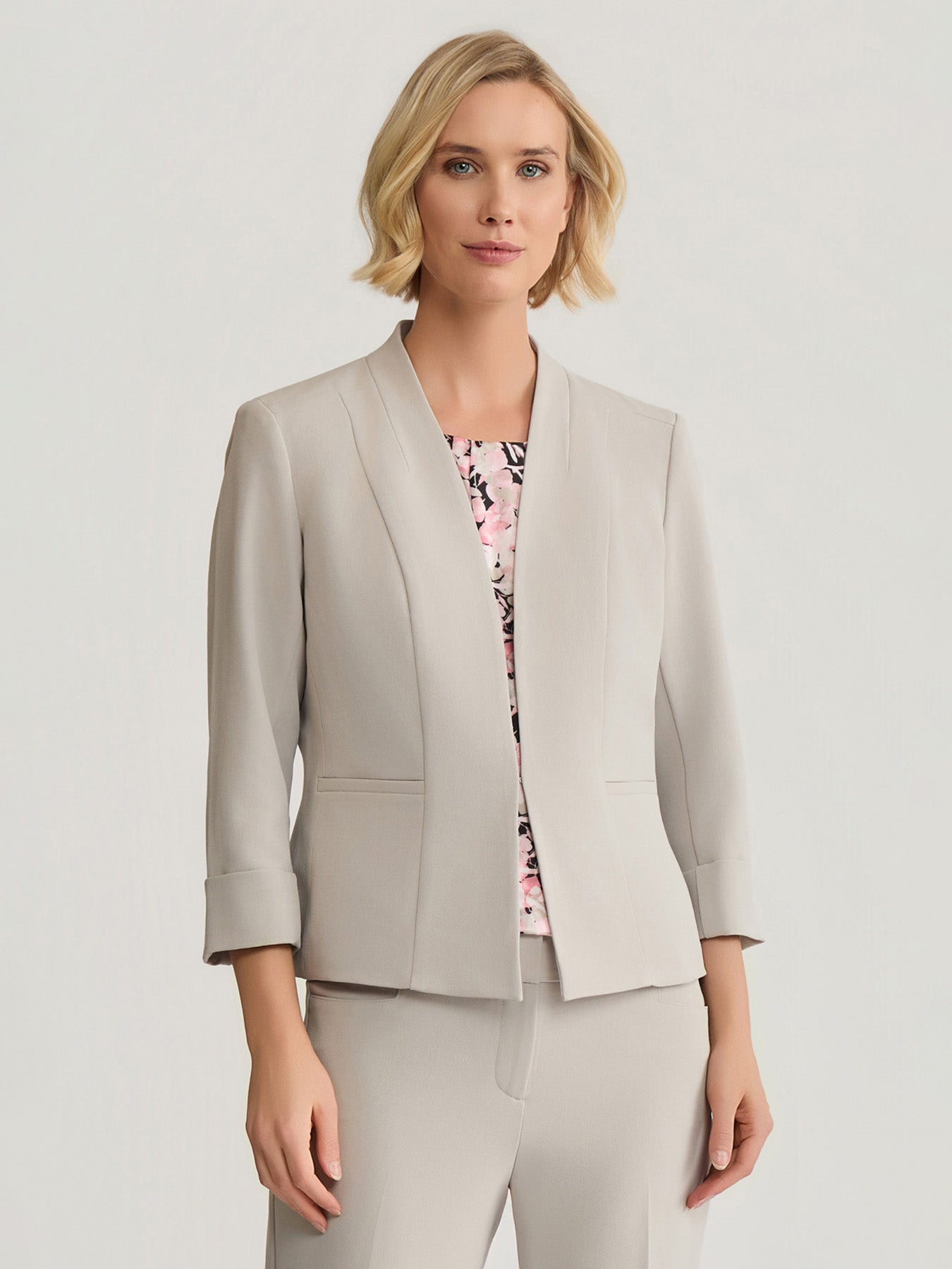 Kasper Women's Cuff Sleeve Jacket - Gray - Casual jackets