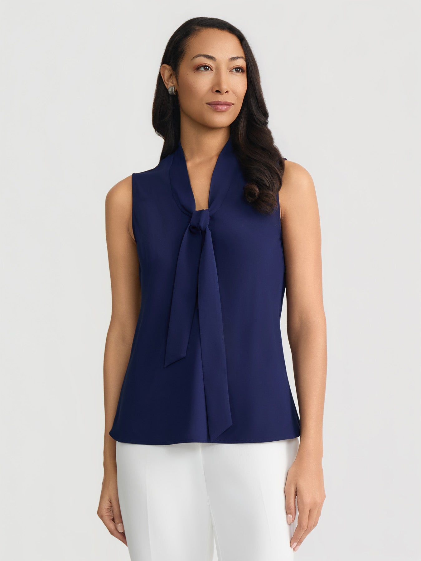 Tie Neck Sleeveless Blouse