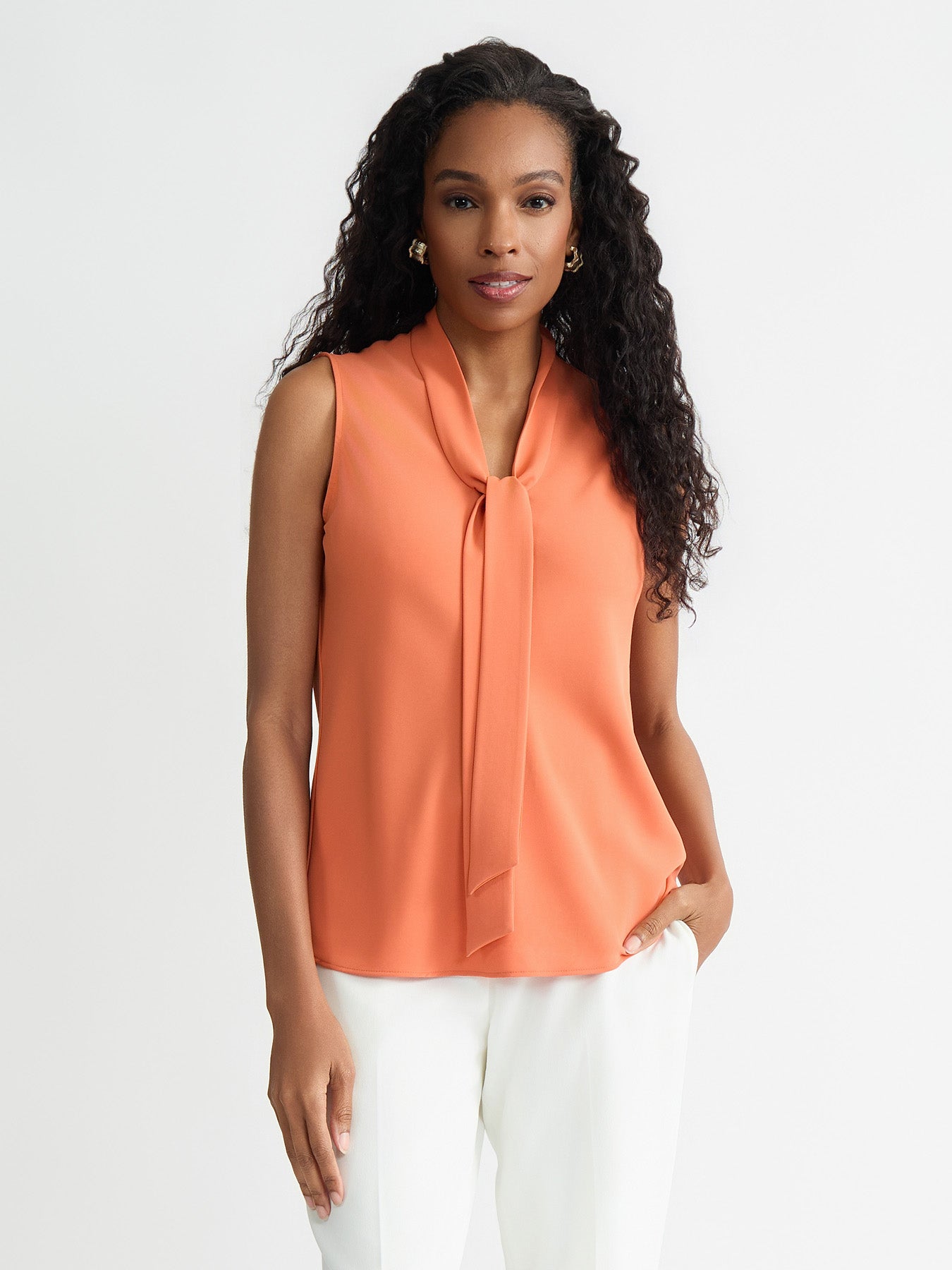 Tie Neck Sleeveless Blouse