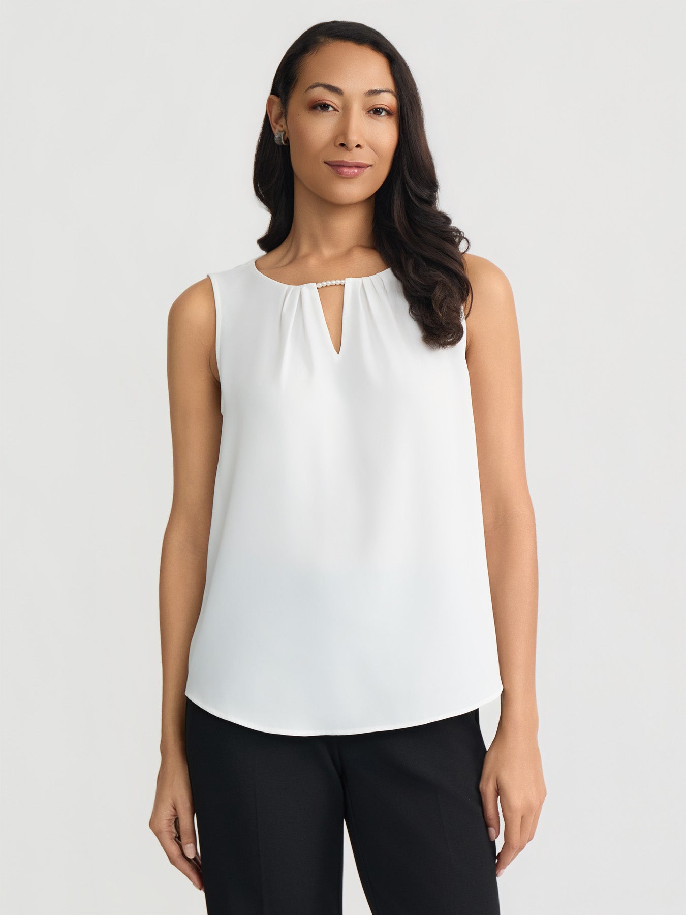 lily white tank top Pleat V-Neck Tank