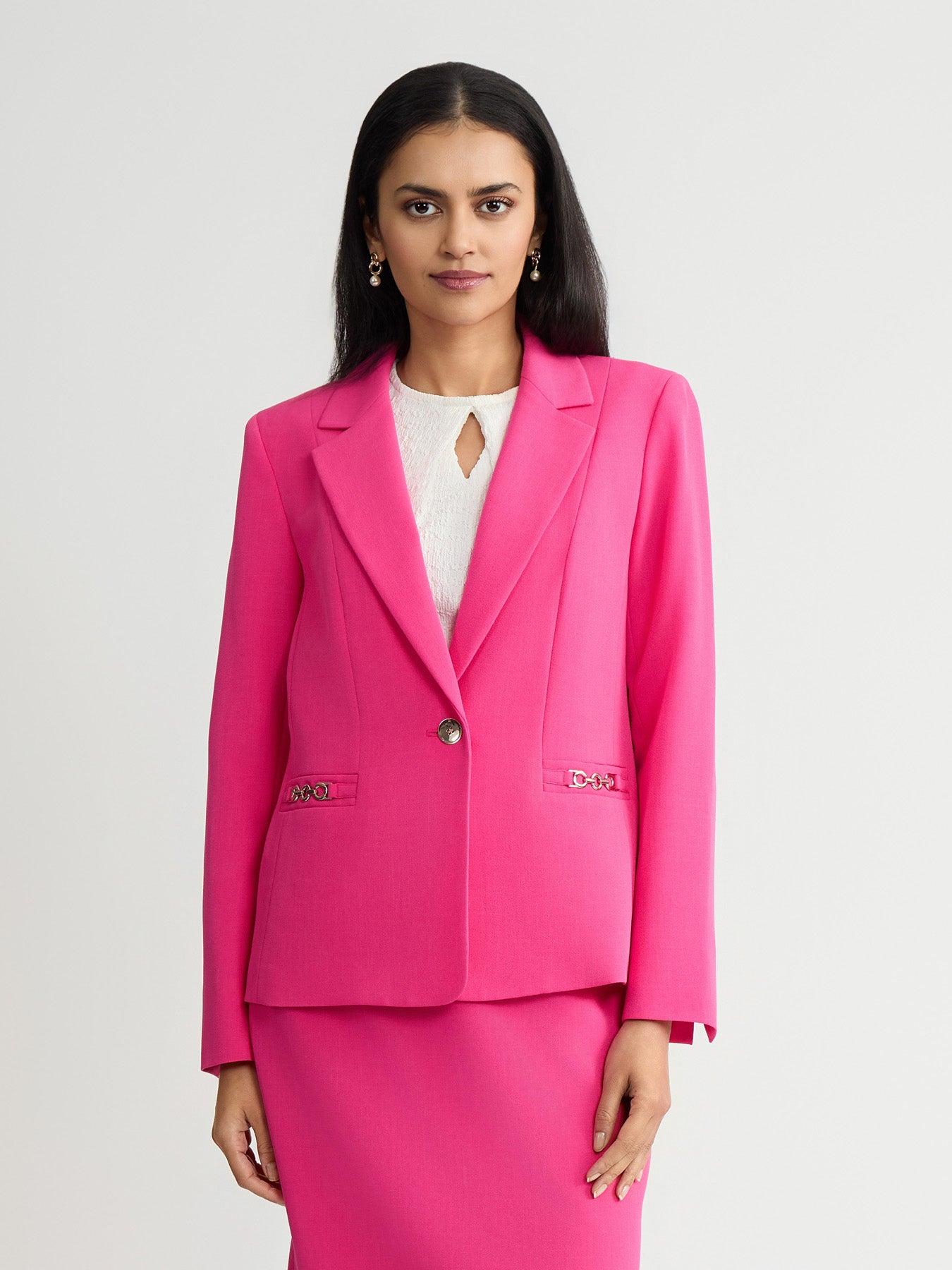 Kasper Women's Notch Collar Blazer, Pink, 12 Kasper Women's Notch Collar Blazer, Pink, 12