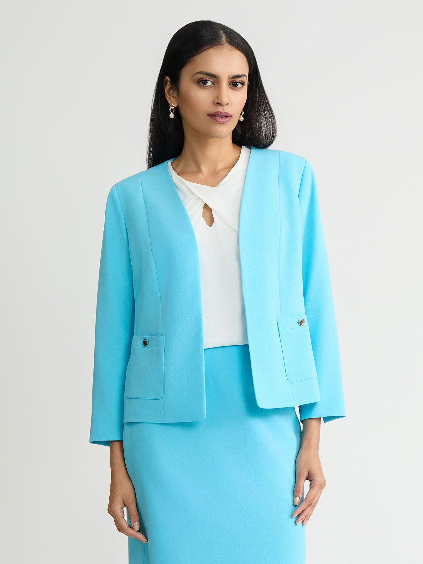 Open Front Seamed Jacket
