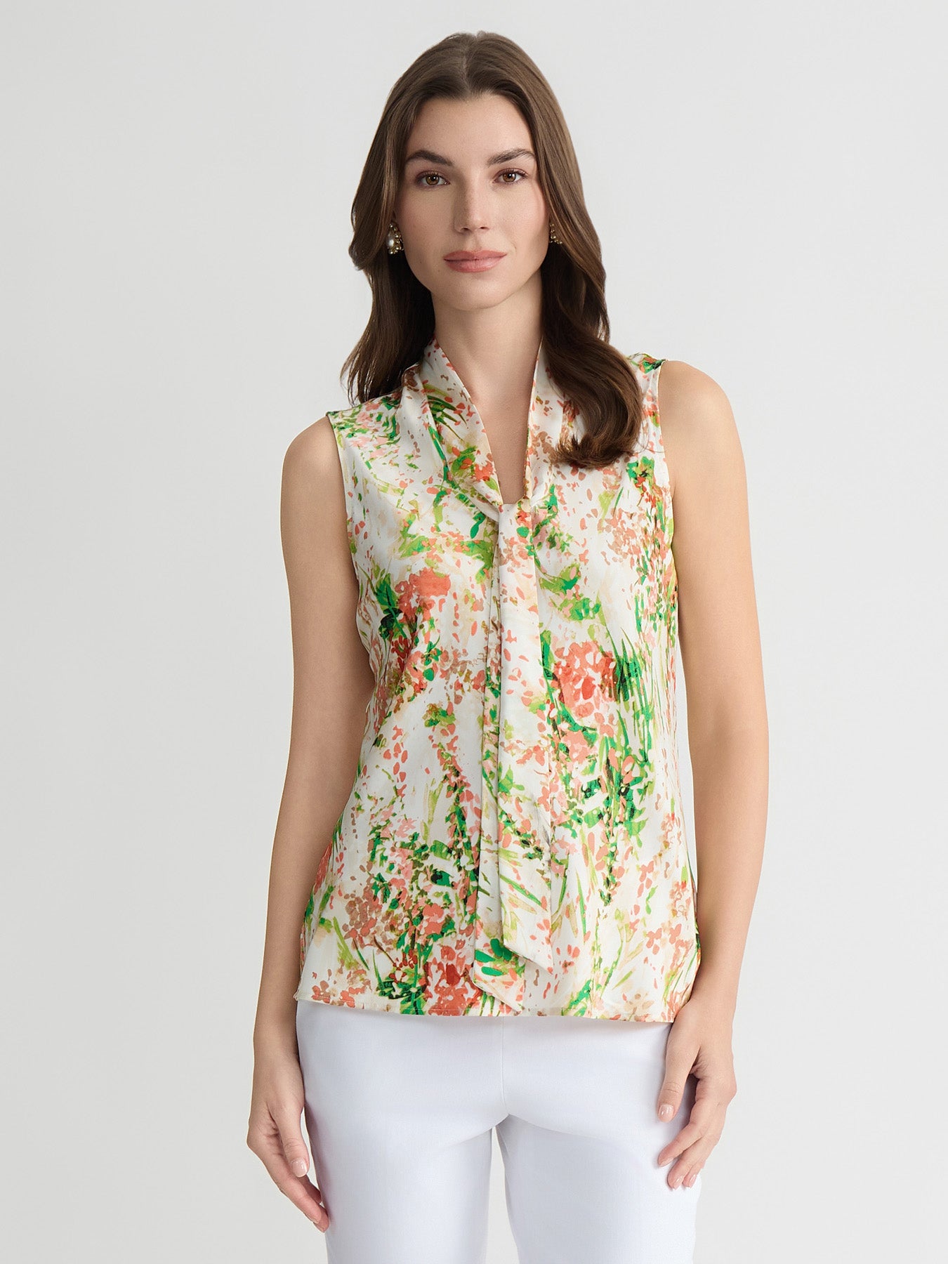 Tie Neck Sleeveless Blouse