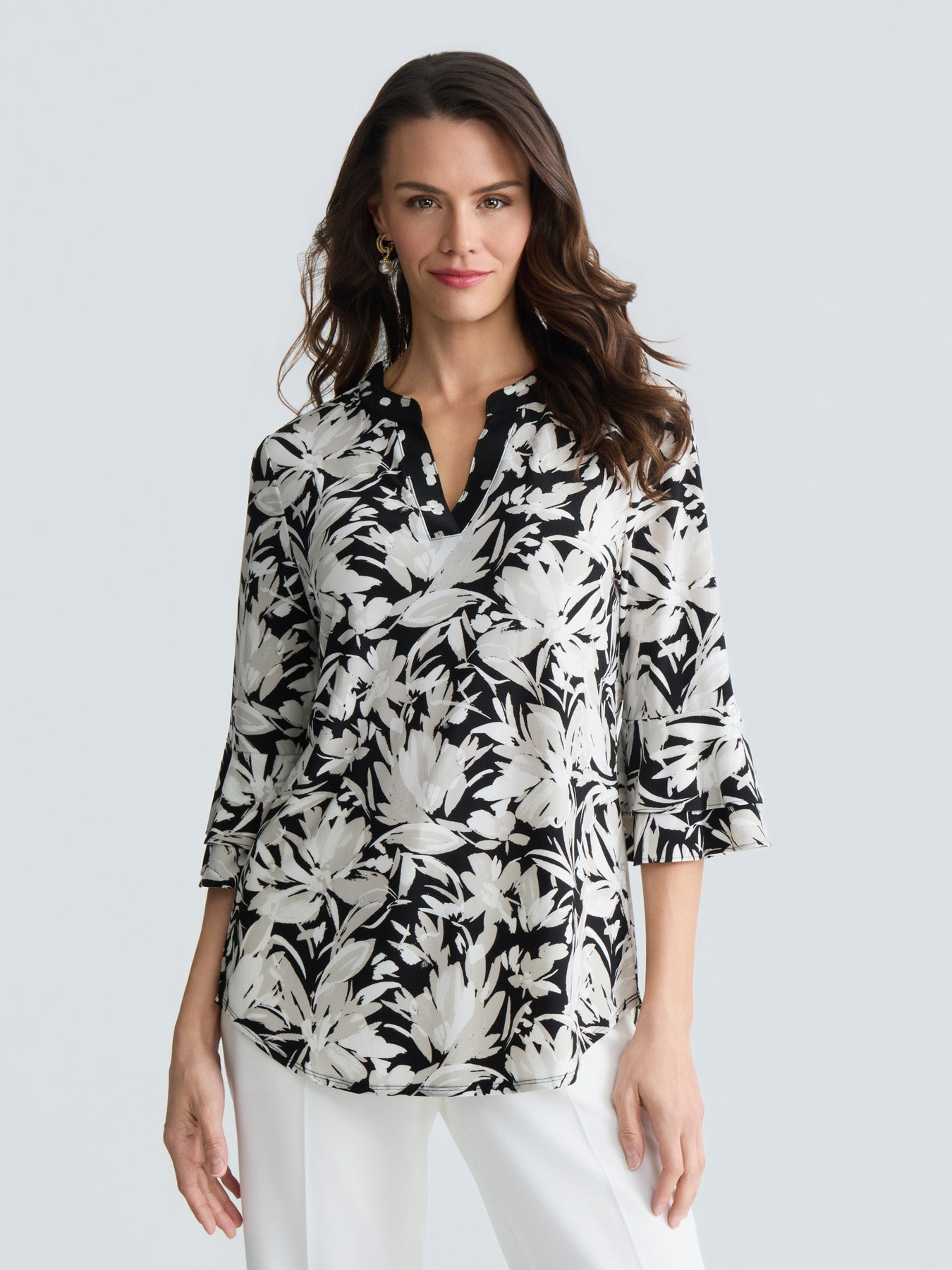 Tonal Floral Print Top