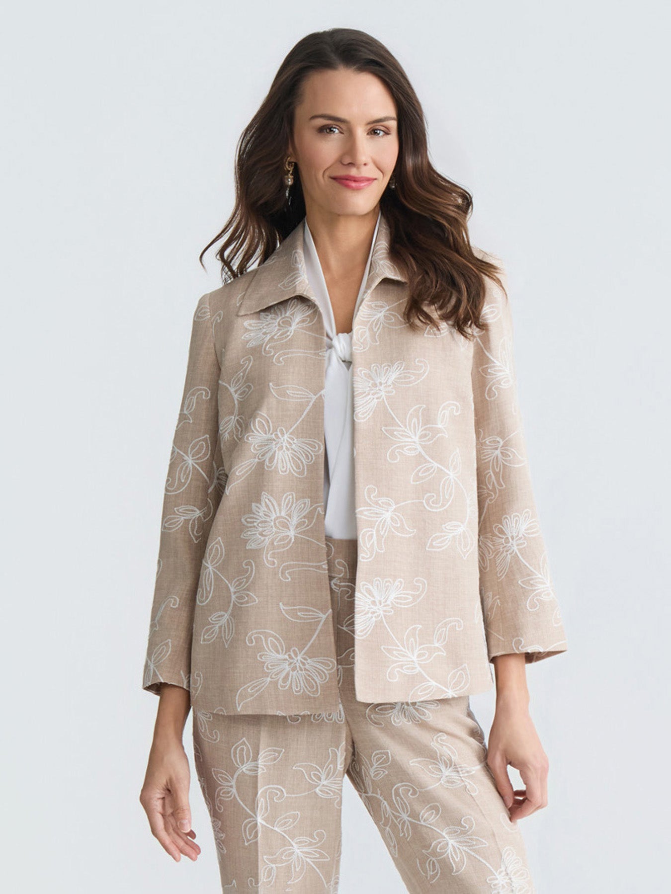Open Front Embroidered Jacket