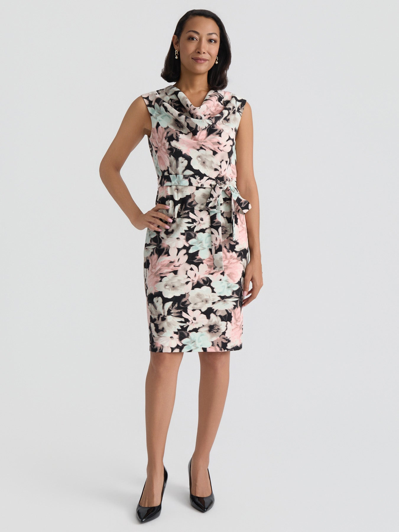 Kasper Women's Floral Cowlneck Sheath Dress - Black Multi