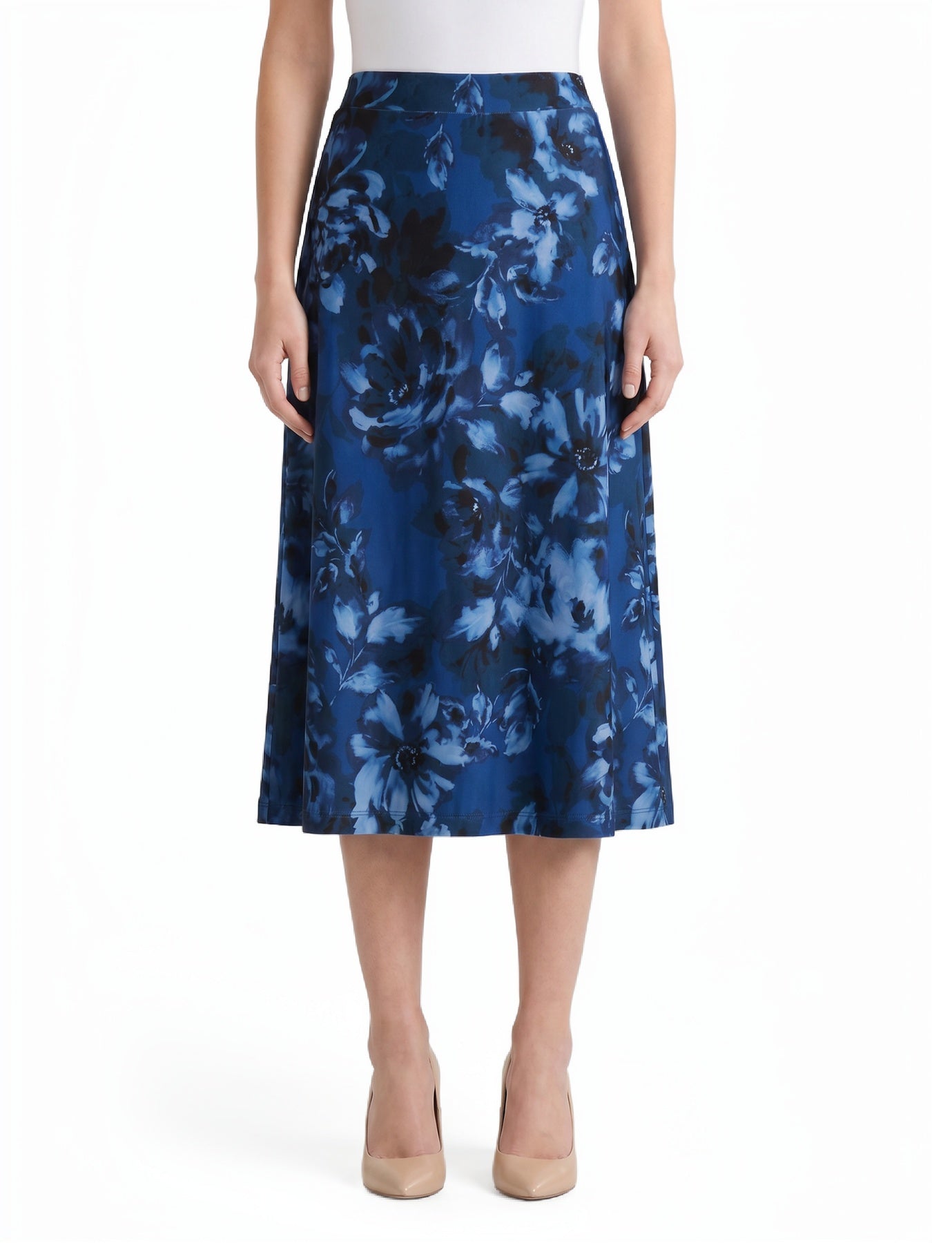 Floral Flared Midi Skirt