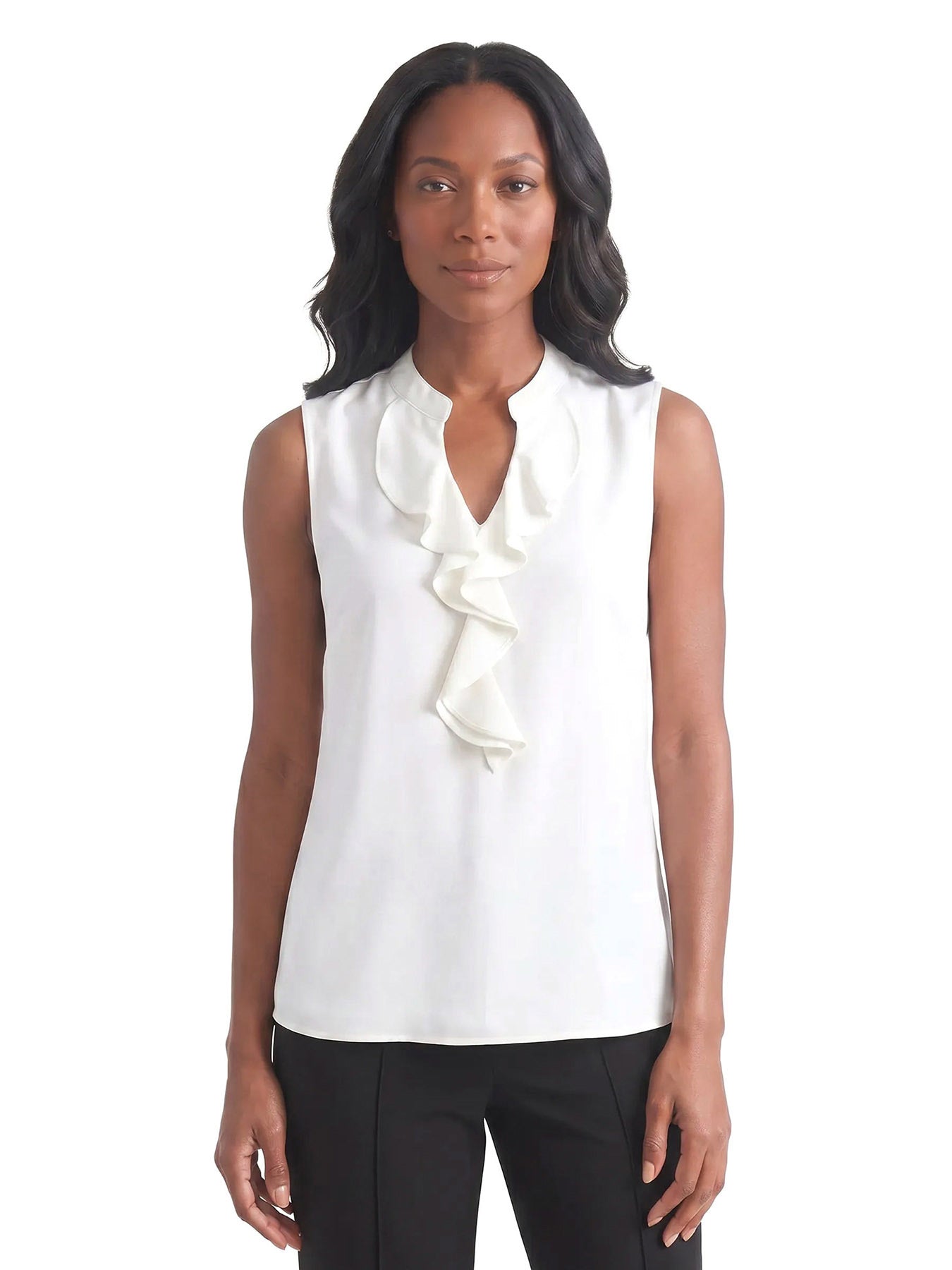 Ruffle Neck Sleeveless Blouse