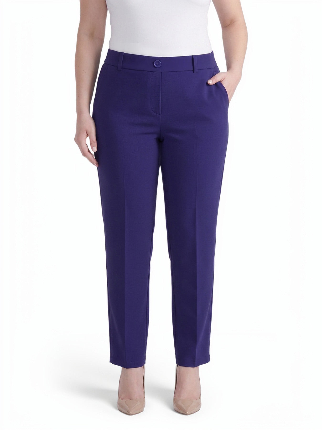 pull on dress pants for women Plus Audrey Pull-On Faux Fly Front Trouser, Compression Suiting accentuate your leg length santorini flying dress photoshoot Size:8 / 4 US new-arrivals:Shirts