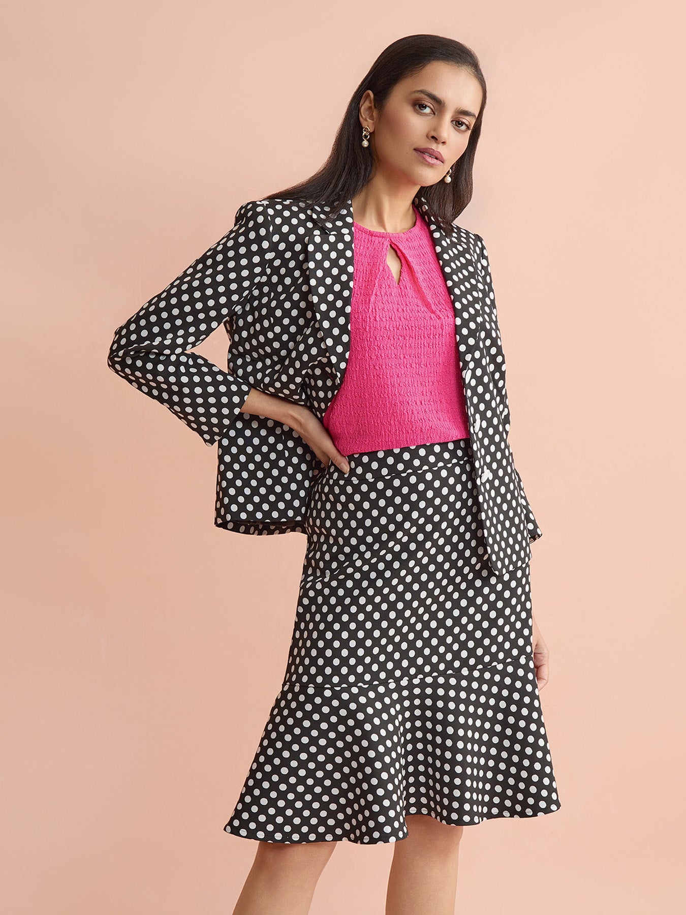 Plus Dotted Jacquard Skirt