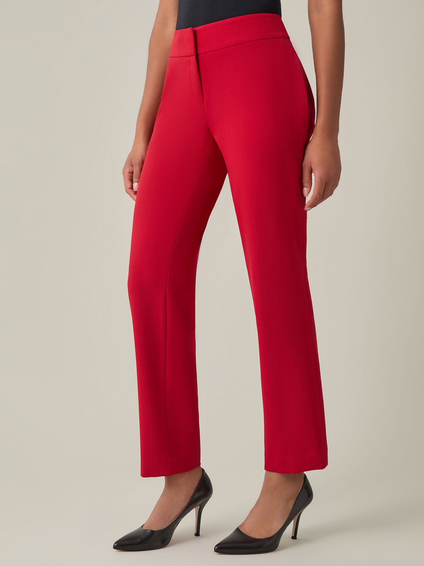 Kasper Womens Petites Slim Straight Leg Dress Pants Red 8P Kasper Womens Petites Slim Straight Leg Dress Pants Red 8P
