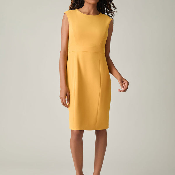 Kasper Women's Stetch Crepe Princess Seam Sheath Dress, Gold, 12 Kasper Women's Stetch Crepe Princess Seam Sheath Dress, Gold, 12