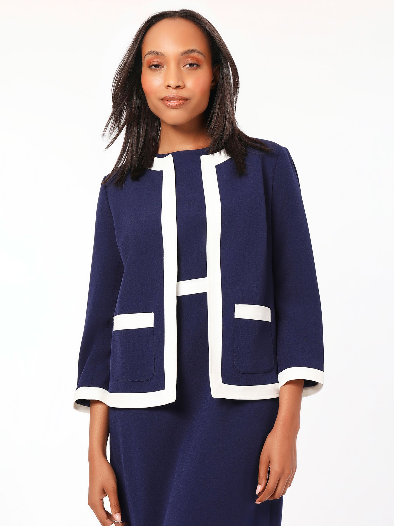 Kasper Women's Fly Away Open Front Shawl Jacket - Lightweight Cardigan