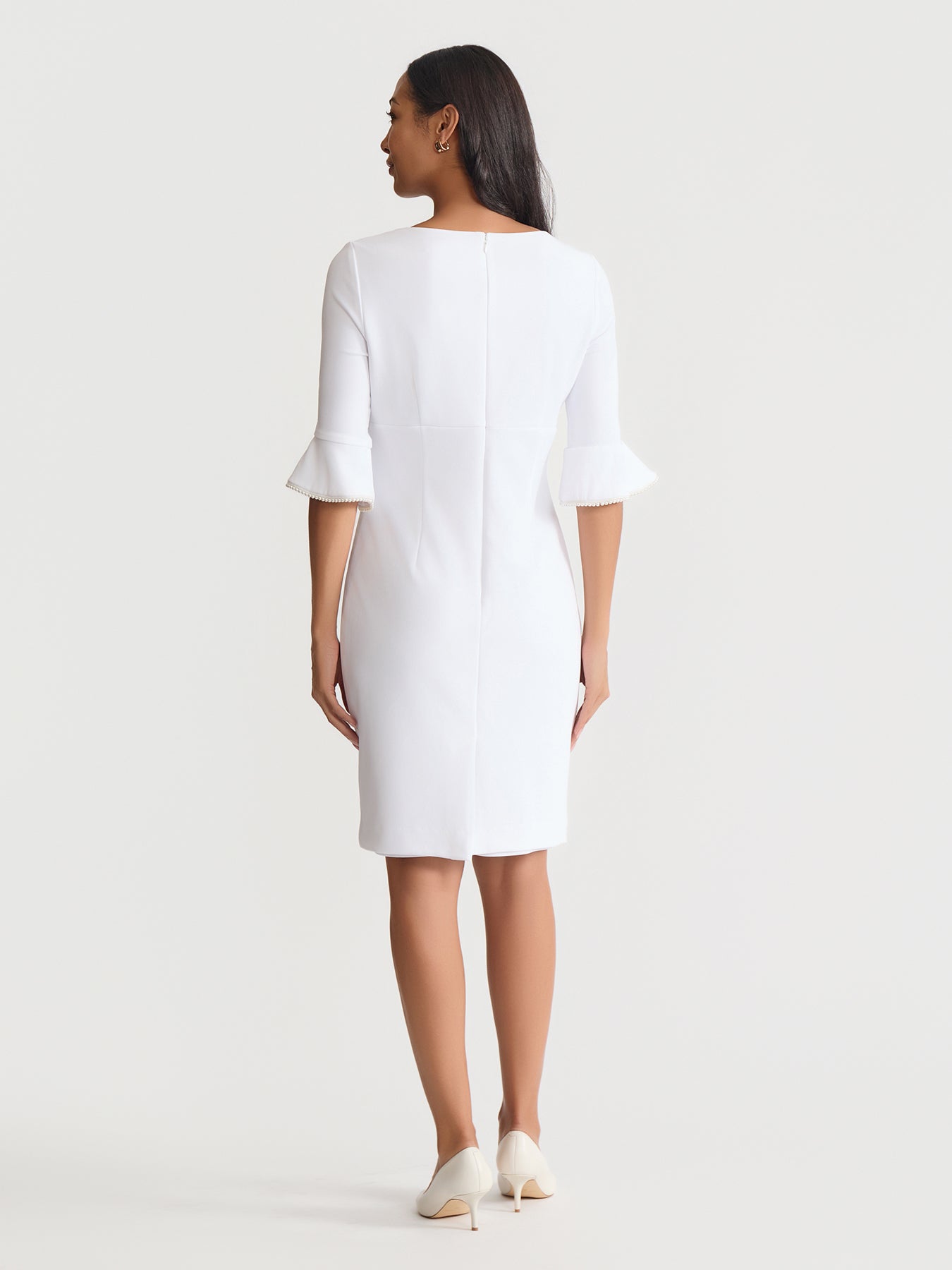 Elbow Ruffle Sleeve Empire Dress