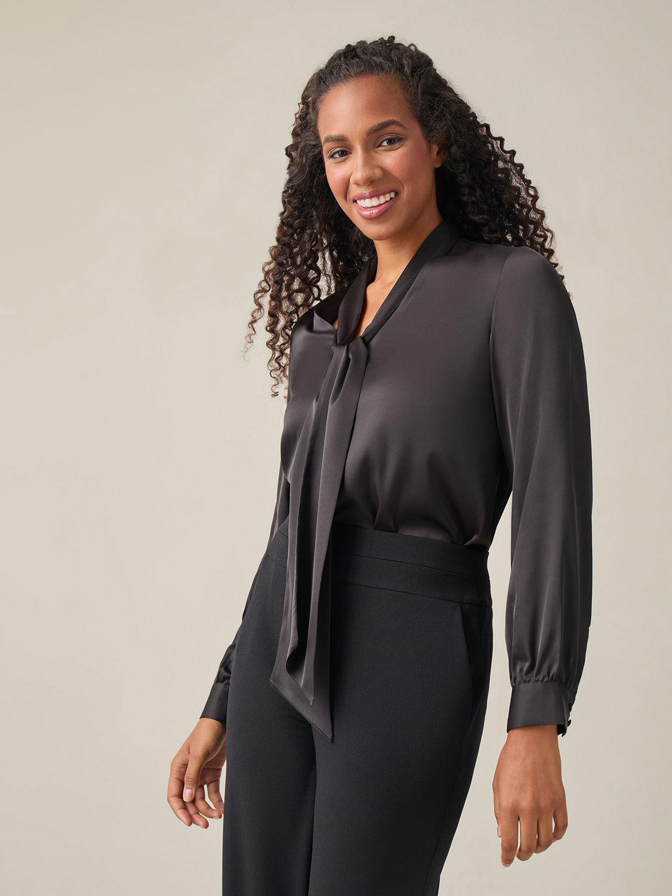 Tie-Neck Long Sleeve Blouse