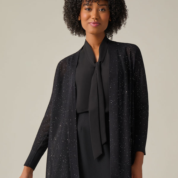 トップス black-black cfcl GLITTER SHIRT CARDIGAN FLUTED GLITTER COLLARLESS SHIRT CARDIGAN