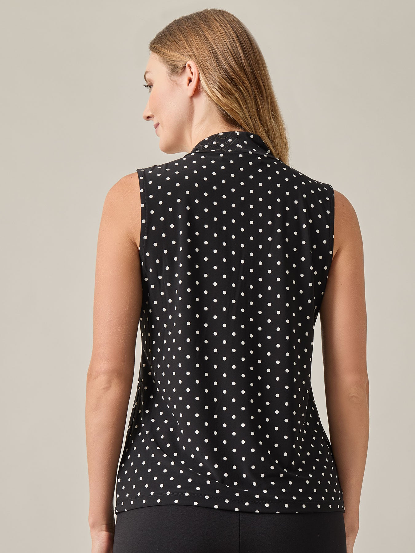 Knot Front Sleeveless Top, Everyday Knit in Black/Vanilla Ice | Kasper