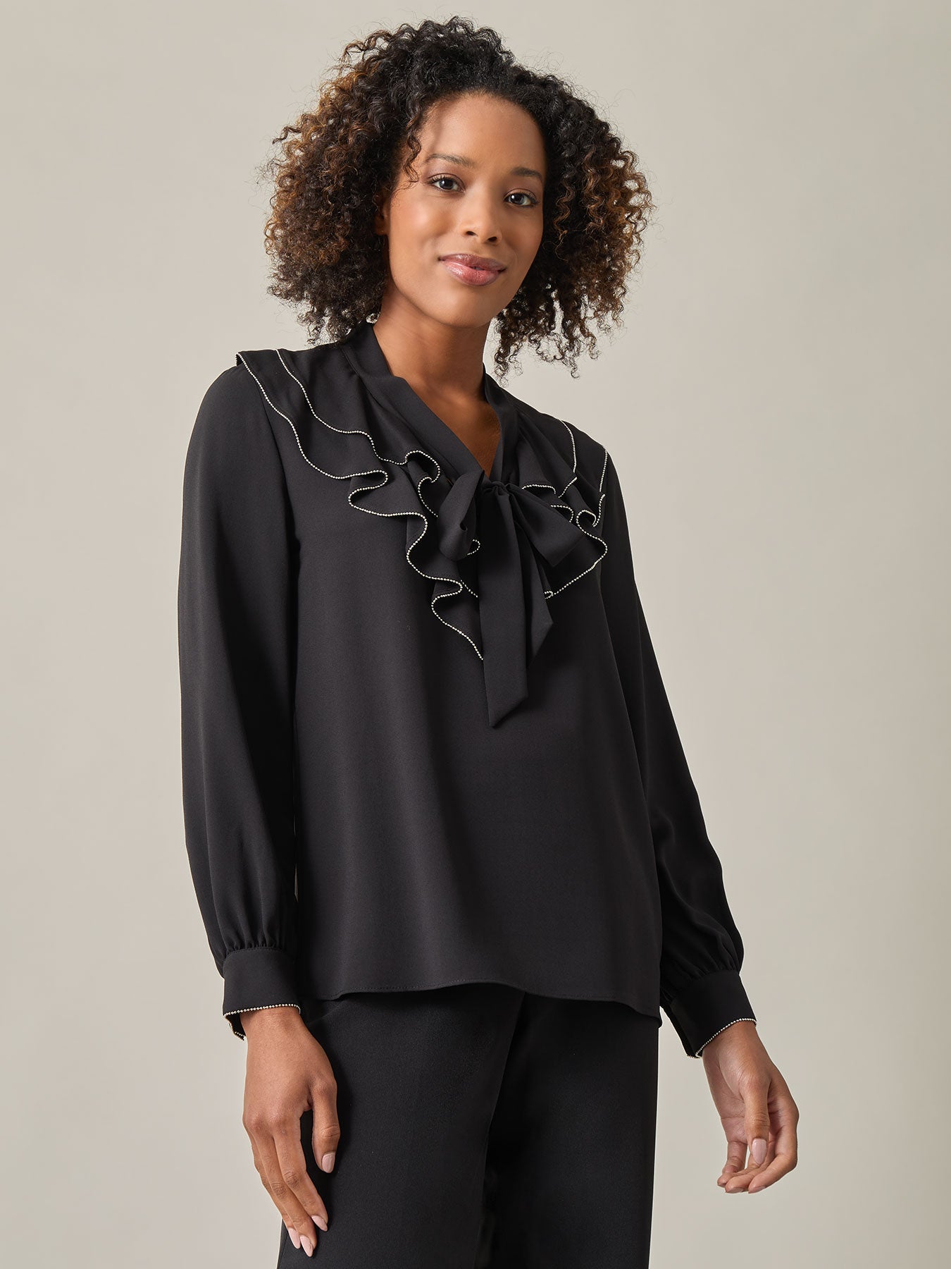Beaded Ruffle Blouse