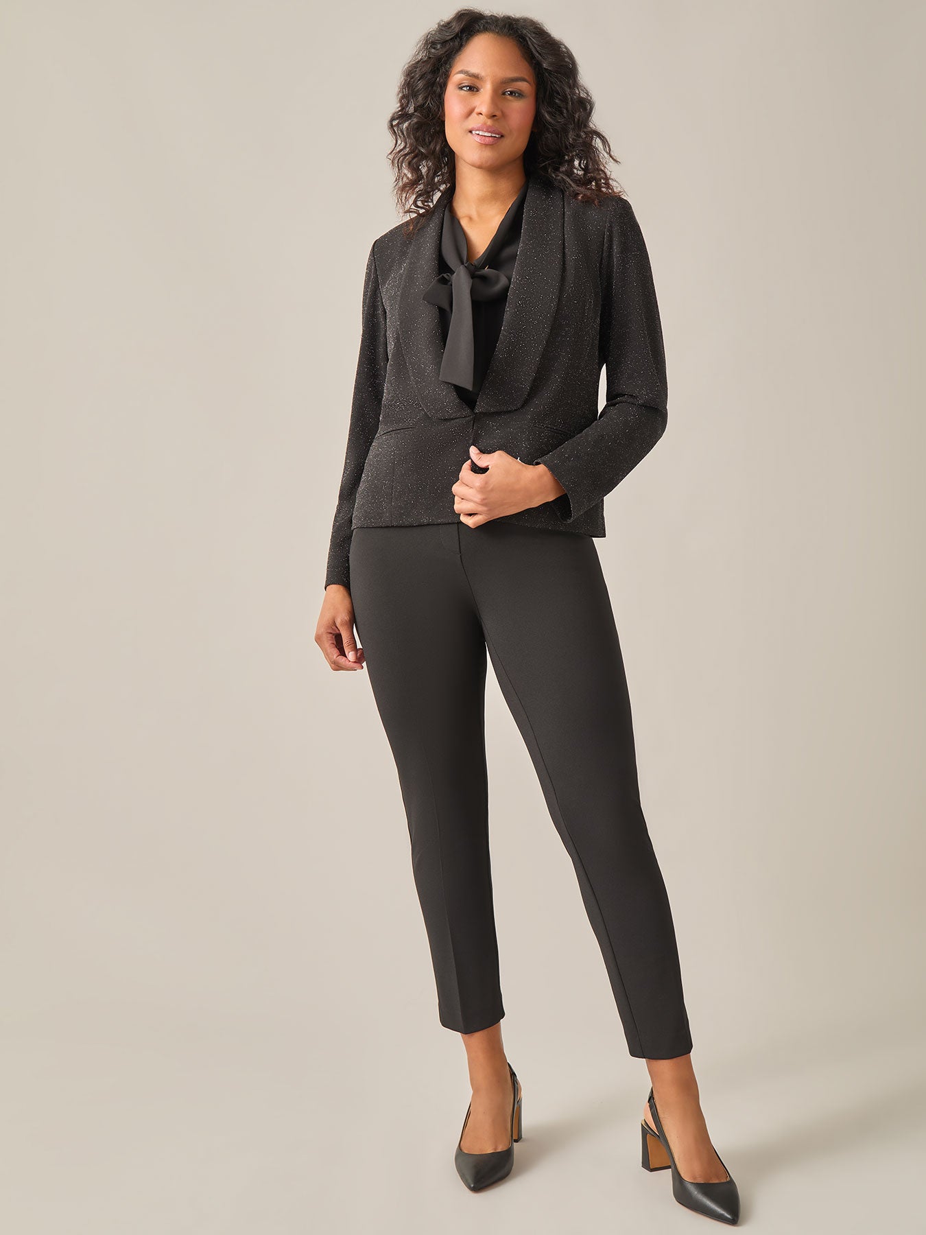 Lurex Knit Shawl Collar Jacket