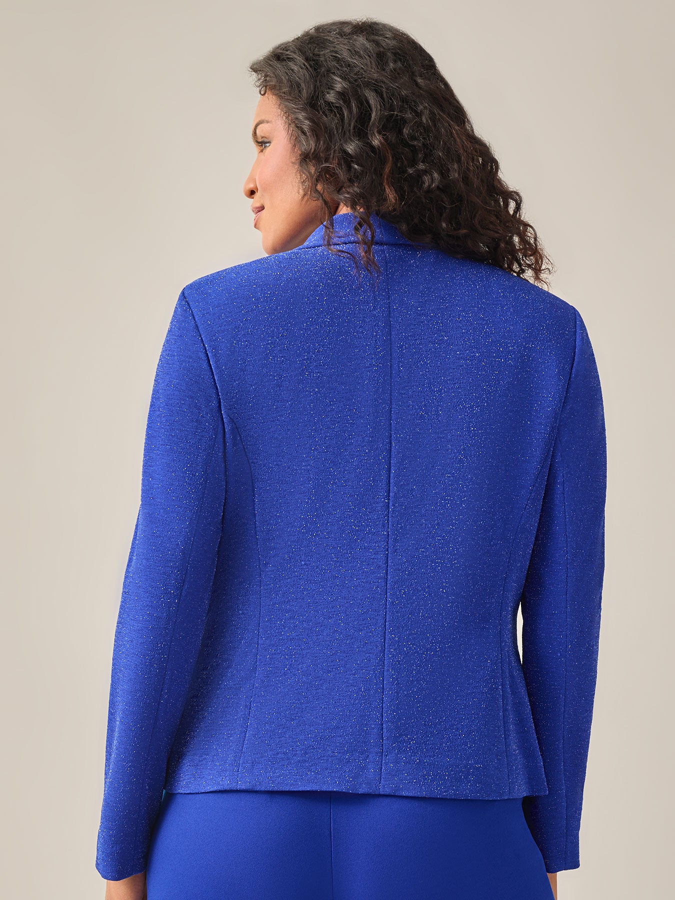 Lurex Knit Shawl Collar Jacket, Royal Signature in Royal Signature | K