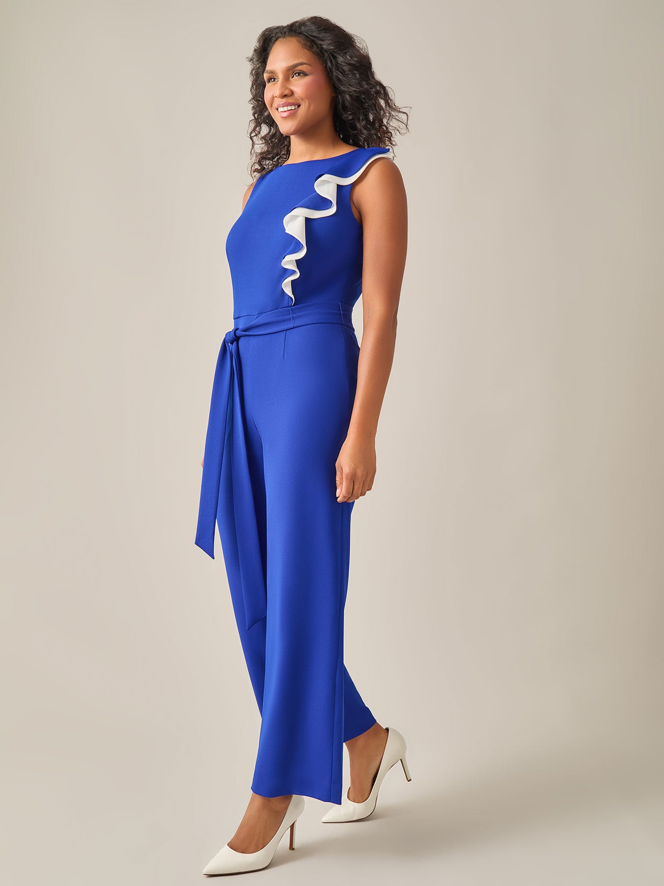 Ruffle Shoulder Jumpsuit