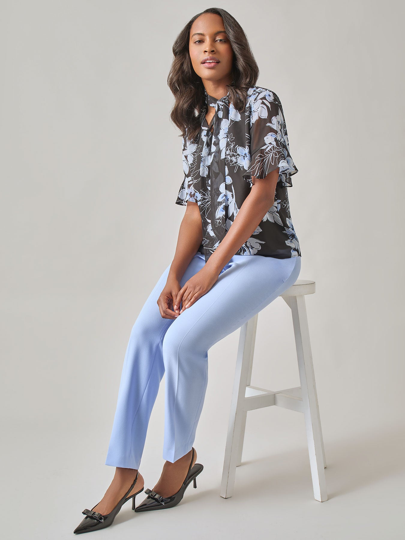 Floral Tie Front Blouse