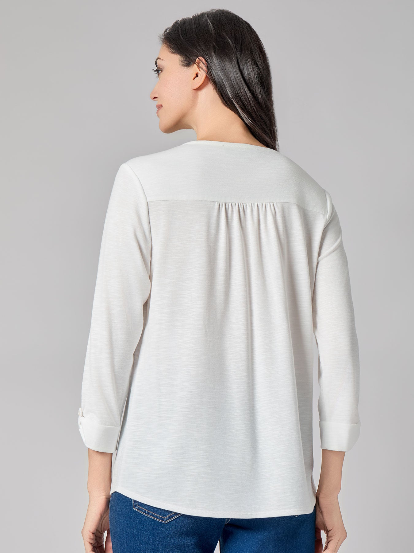 Y-Neck Blouse in Lily White