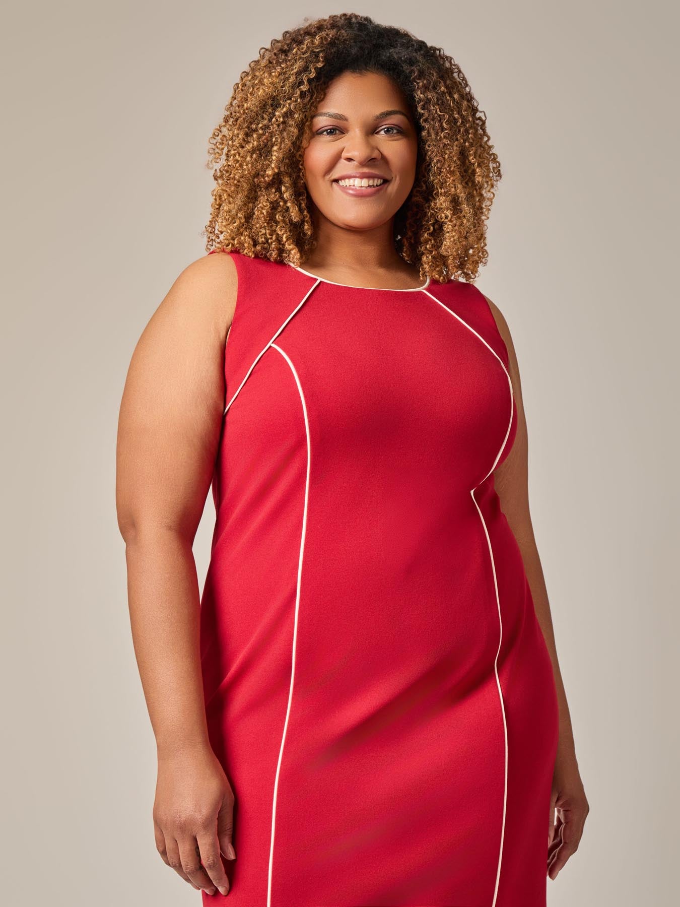 strapless open back dress Daphney Plunge Mini Dress Red / Cream main image 1