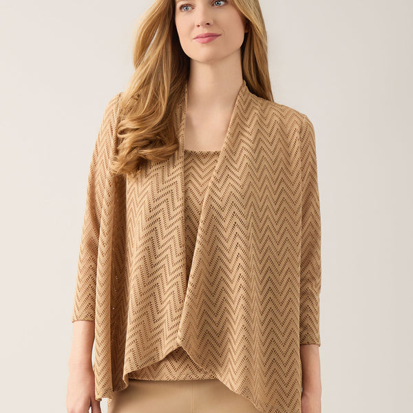 Hi-Lo Burnout Herringbone Cardigan