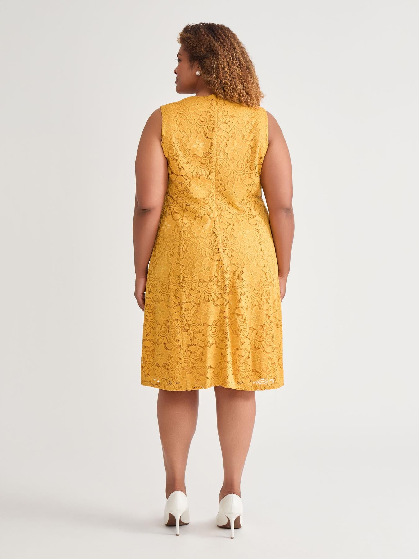 green emerald velvet dress Plus V-Neck Fit-And-Flare Dress, Gold Signature