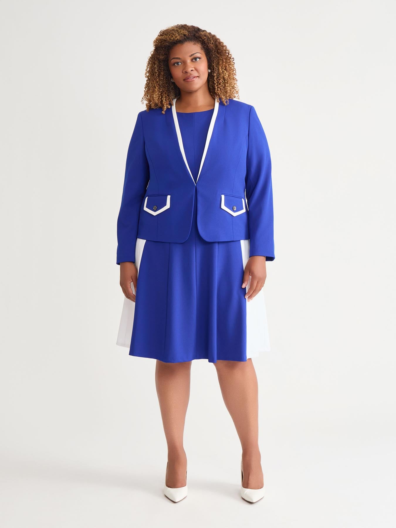 Framed Collarless Jacket, Royal Signature/White in Royal Signature/Whi