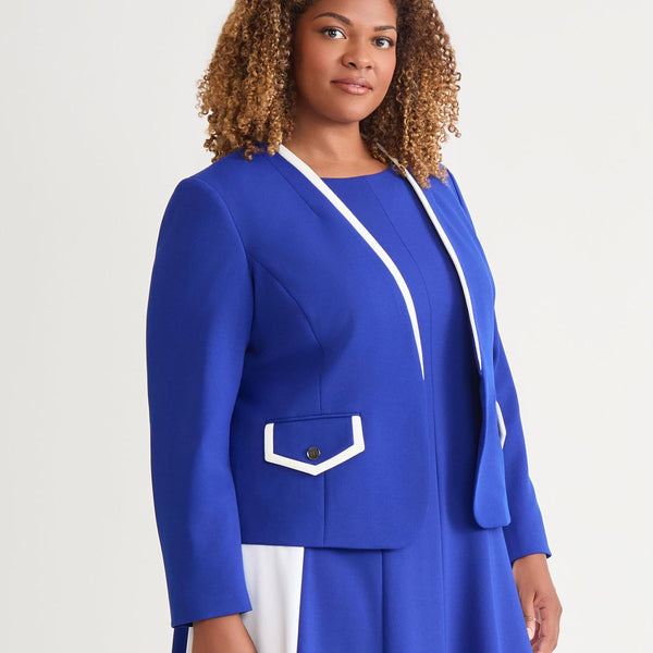 Framed Collarless Jacket, Royal Signature/White in Royal Signature/Whi