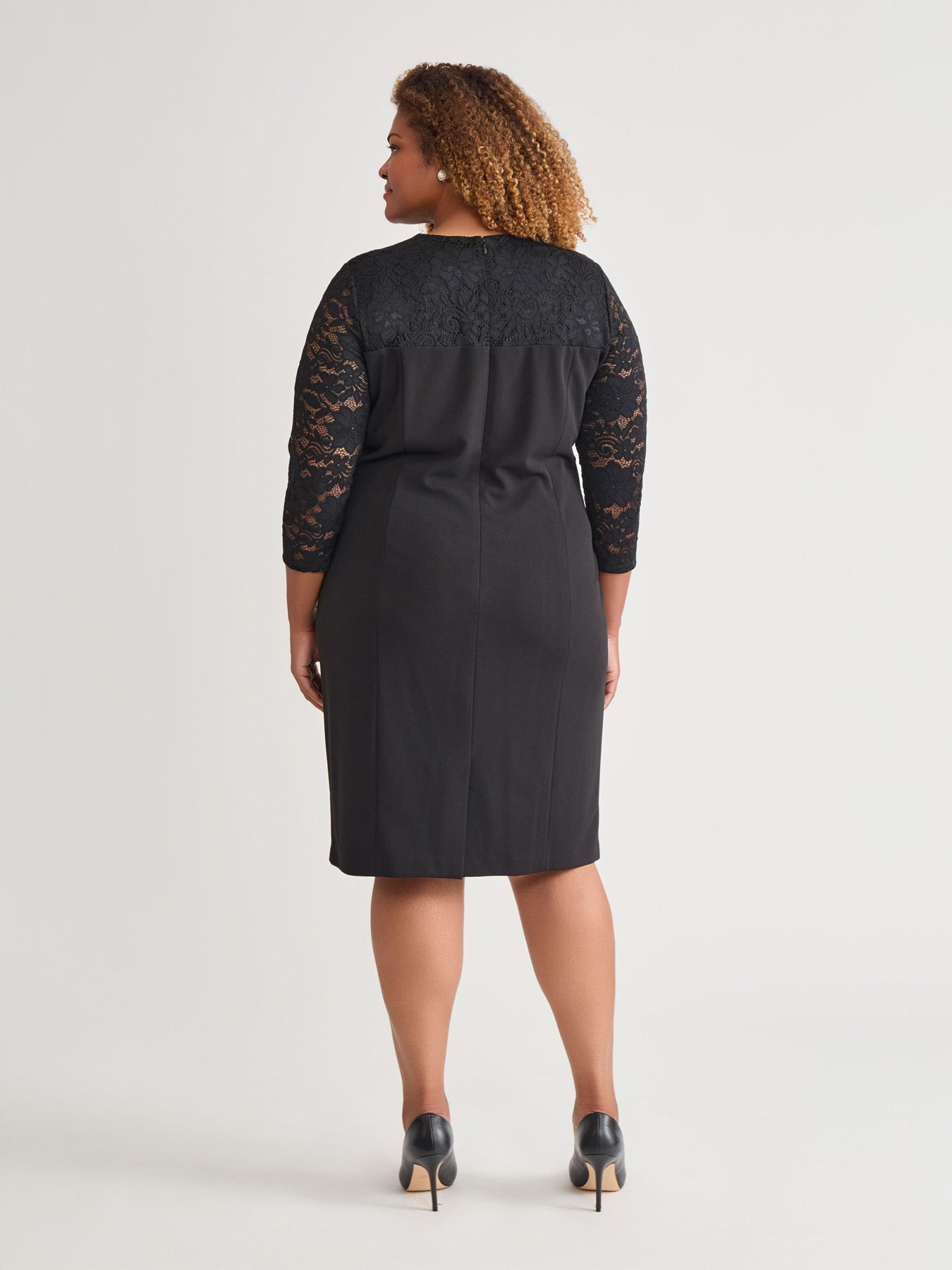 Yoke Sheath Dress, Black in Black | Kasper Yoke Sheath Dress, Black in Black | Kasper