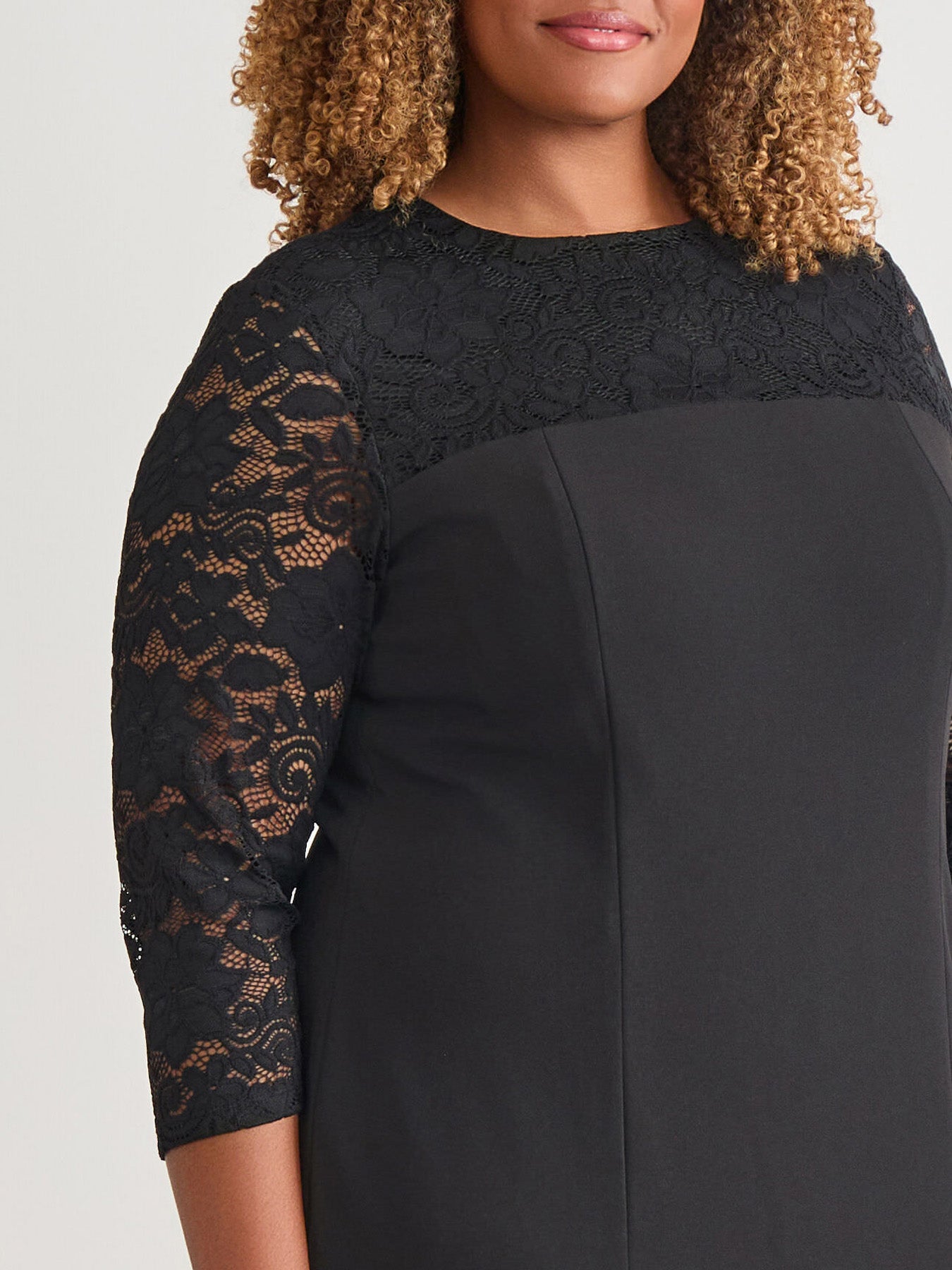 Yoke Sheath Dress, Black