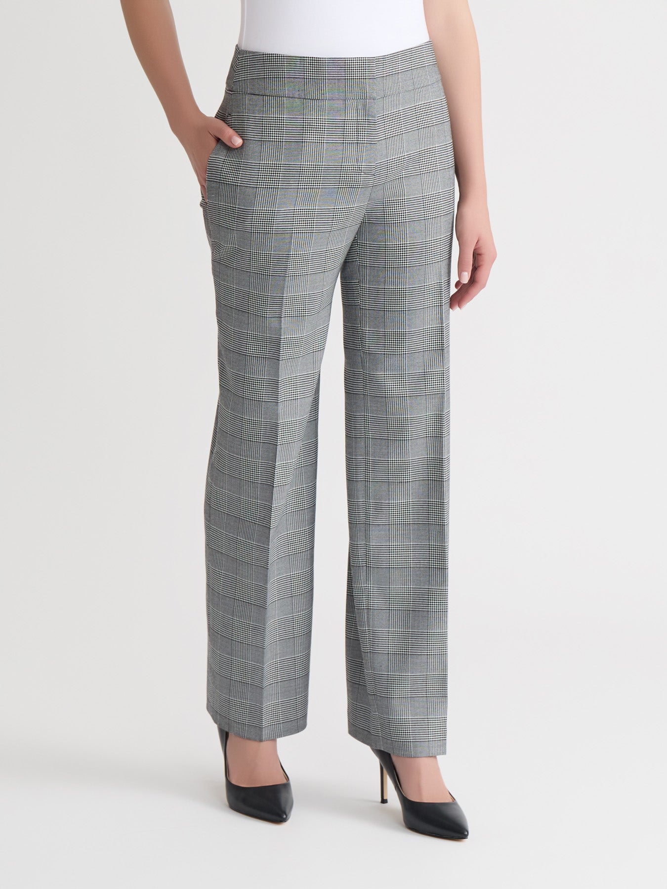 Glen Plaid Plaid Pants White And Black Black And White High