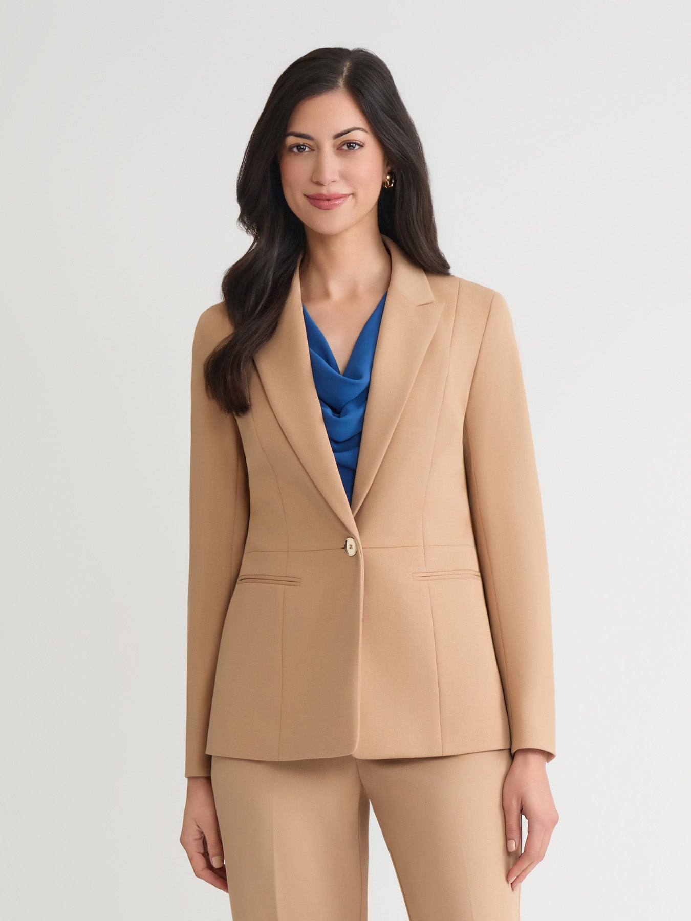 kasper Petite One Button Jacket Stretch Twill Flash Sales Clothing