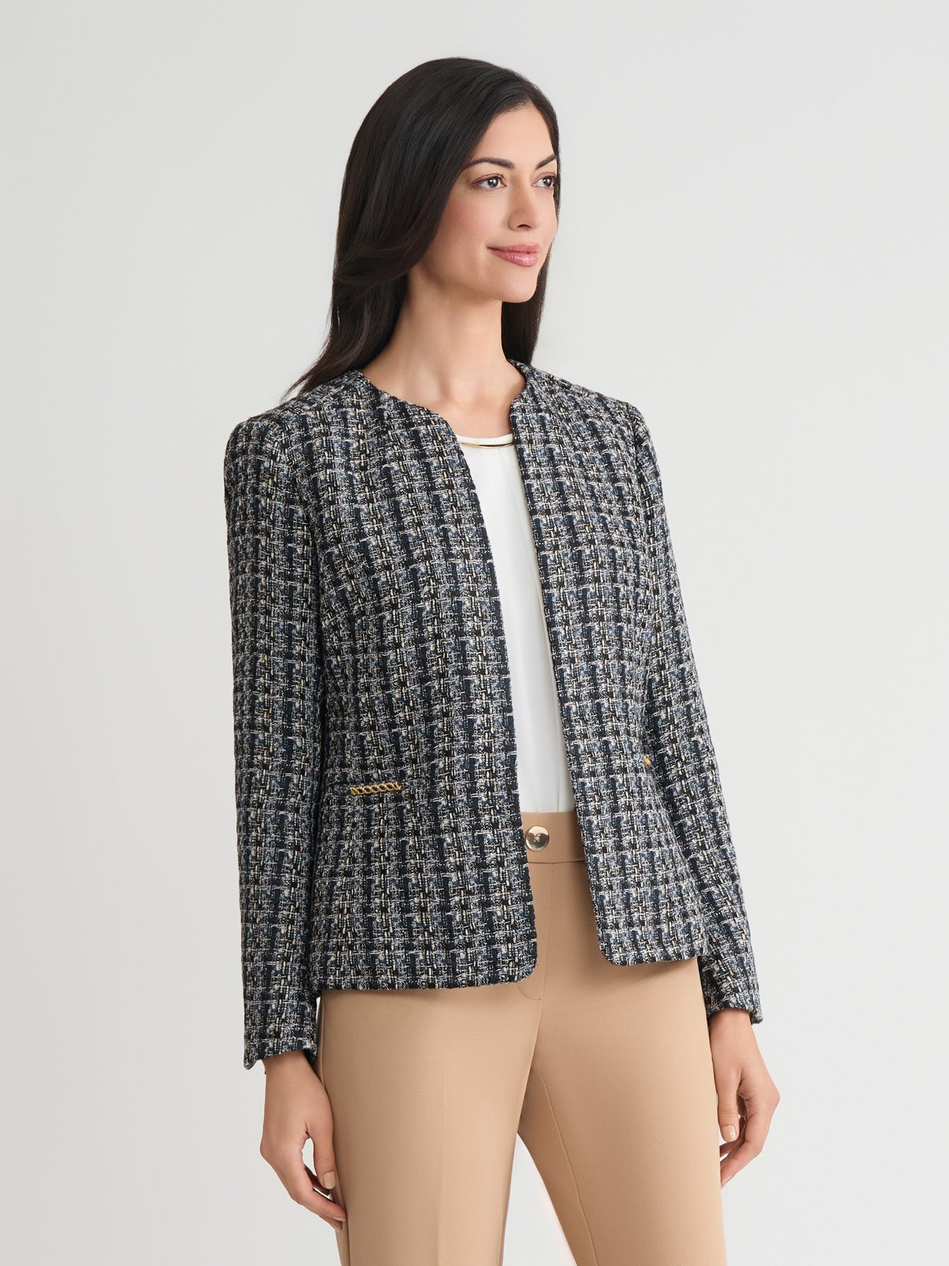 Petite Boucle Open Front Jacket