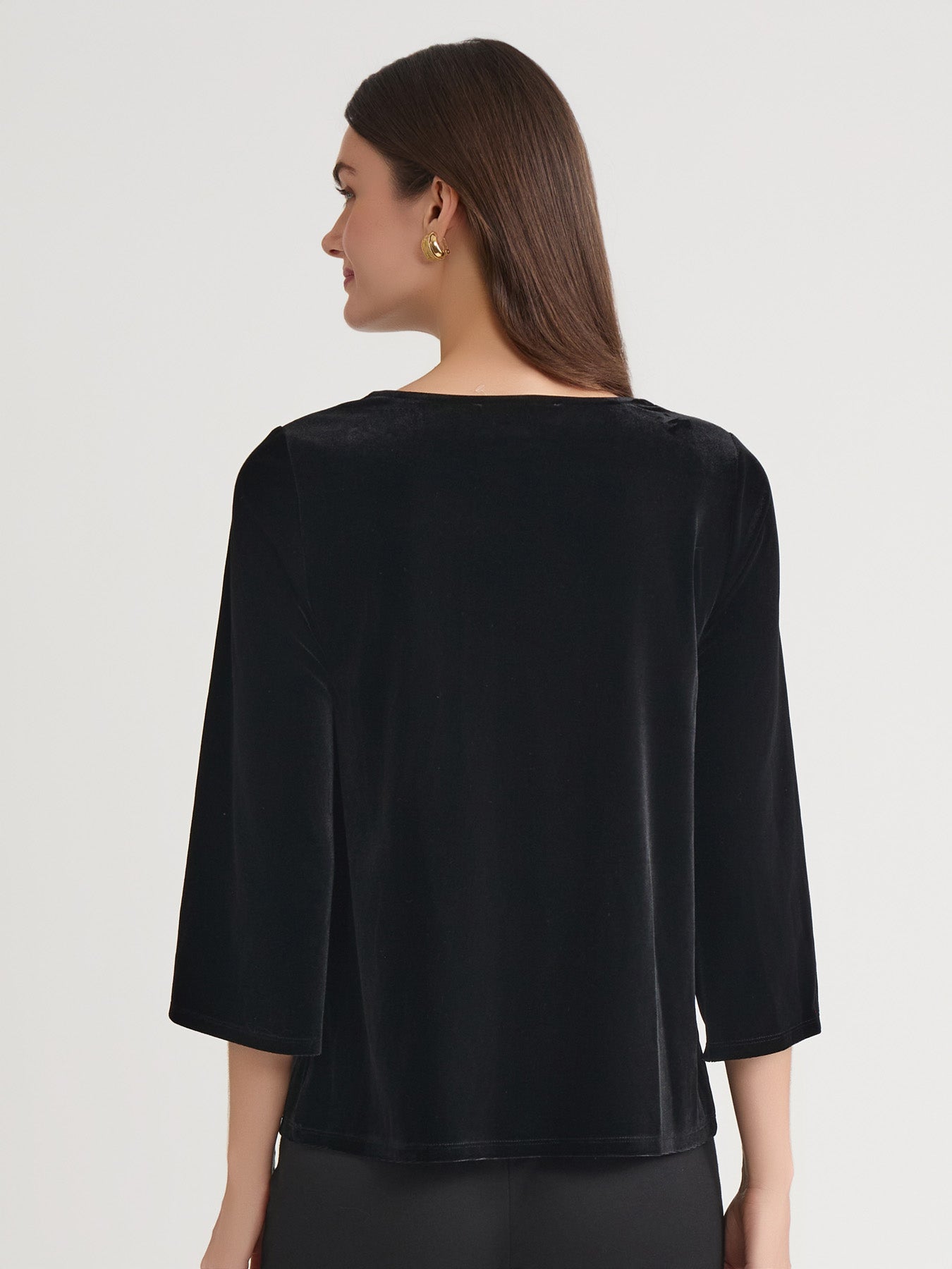 Cowl Neck Bell Sleeve Top, Velvet in Black | Kasper