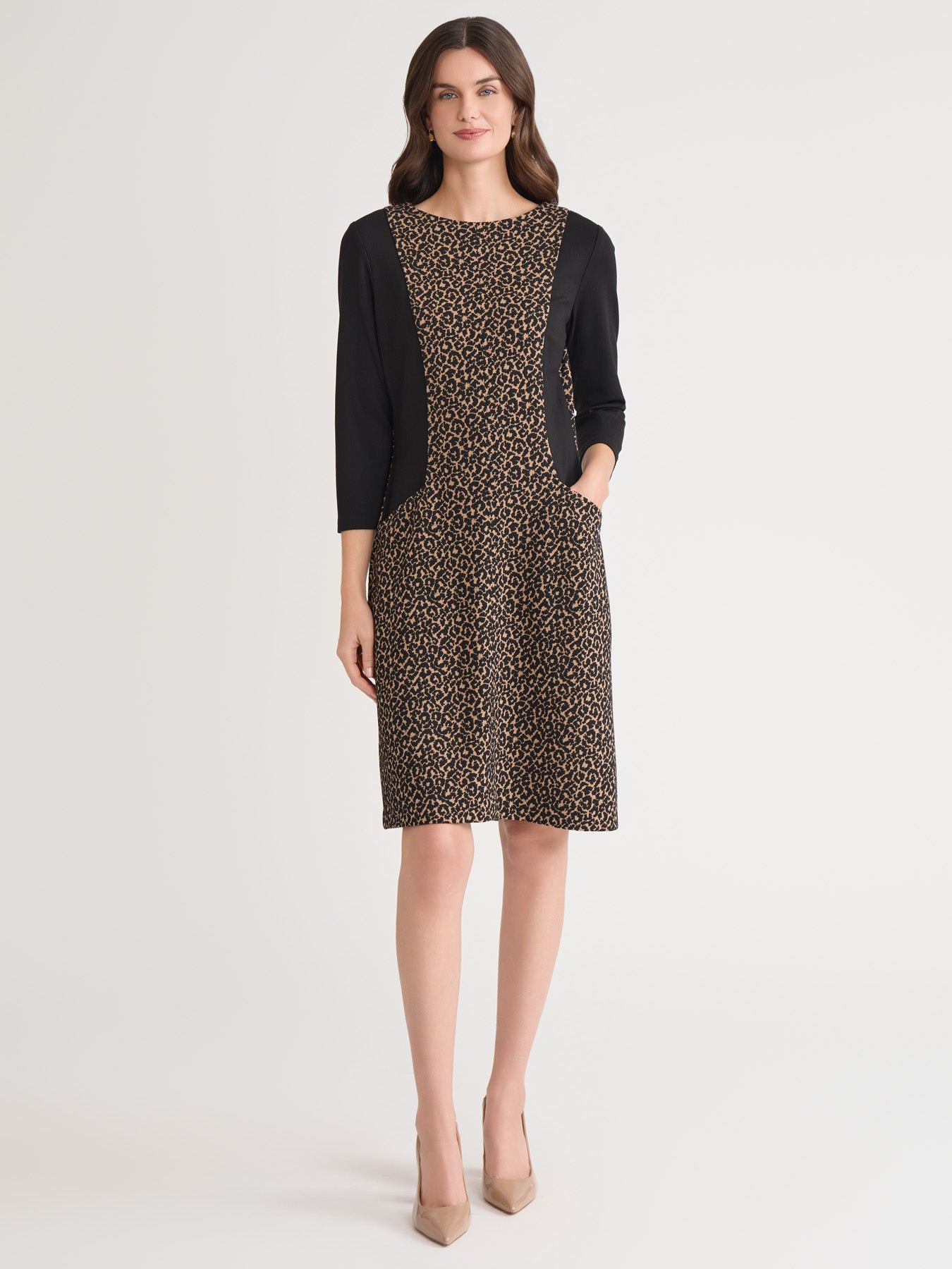 kasper Petite Leopard Shift Dress Jacquard Knit Top Sale Clothing