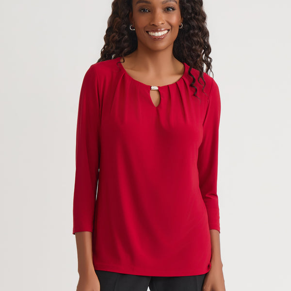 トップス room306contemporary Pleats Design Tops Pleated Top, Everyday Knit in Fire Red | Kasper