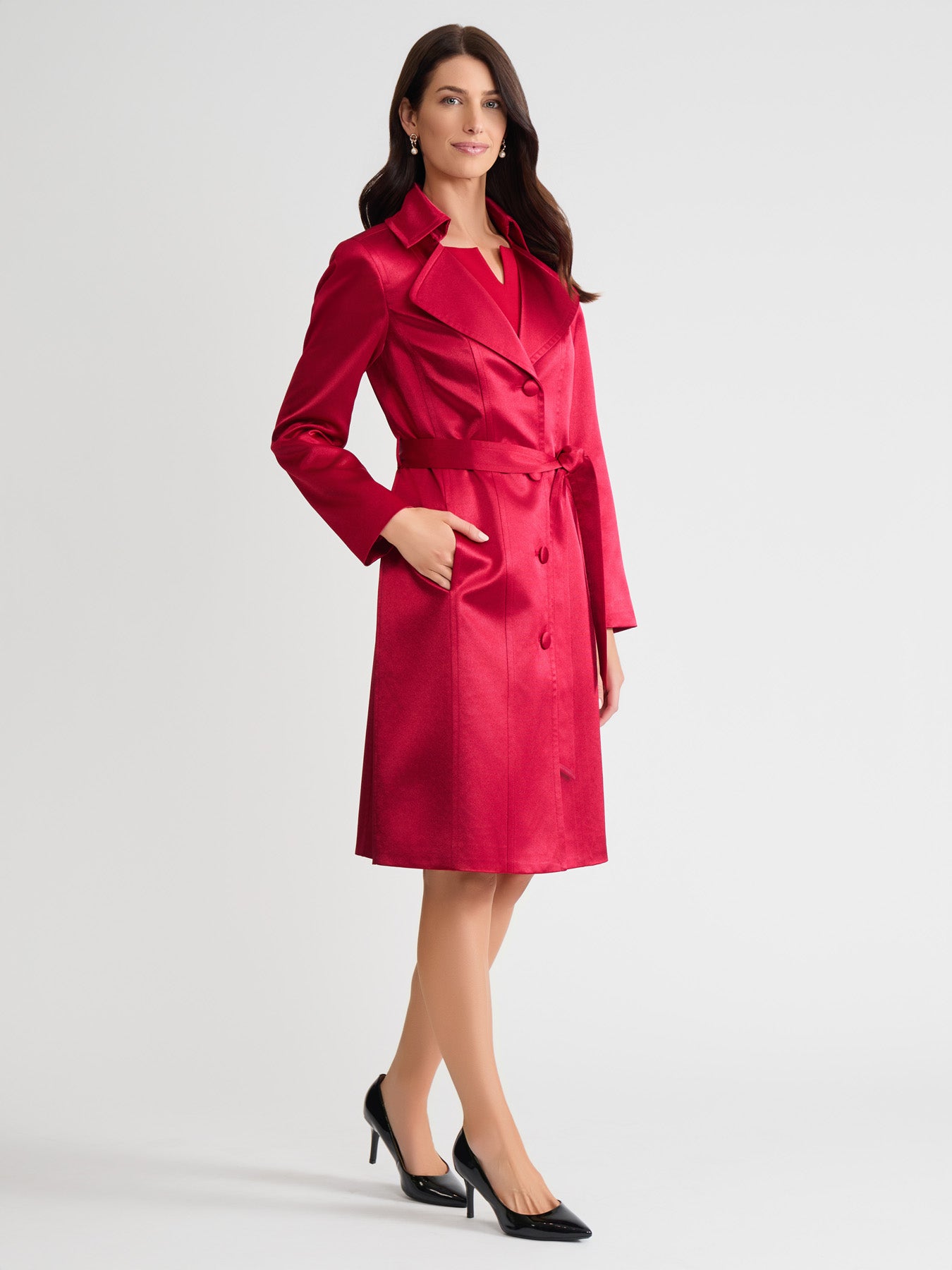 Satin Women's Dress Coats Black Satin Lapel Women's Long Jacket Dress Suit Formal Ladies Satin Women's Dress Coats Black Satin Lapel Women's Long Jacket Dress Suit Formal Ladies